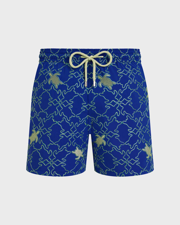 Vilebrequin - Men Swim Shorts Embroidered Turtles Net - Limited Edition - Swimwear - Mistral - Blue - Size XL