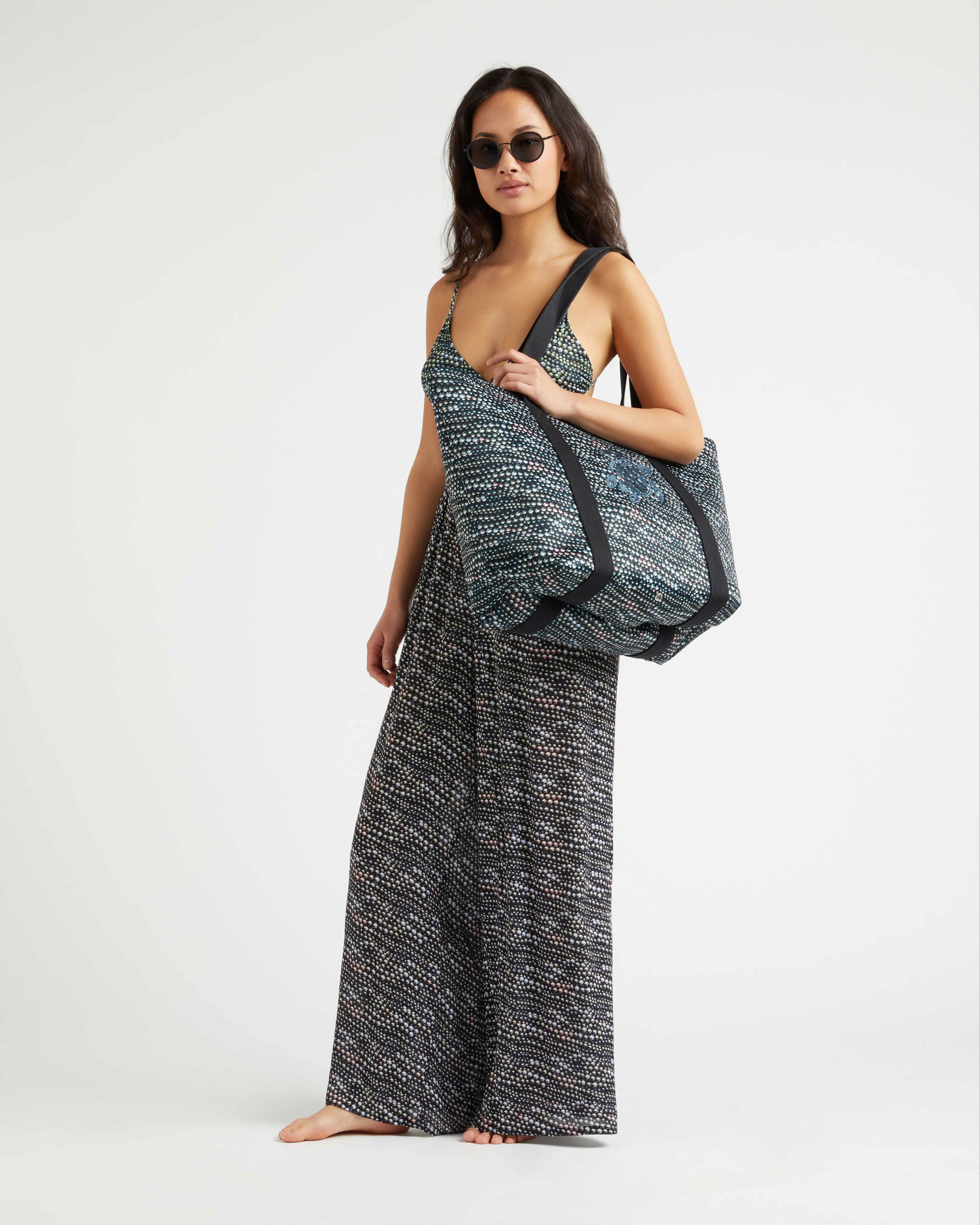 Women Wide-leg Viscose Pants Pearl BLACK supp1 view