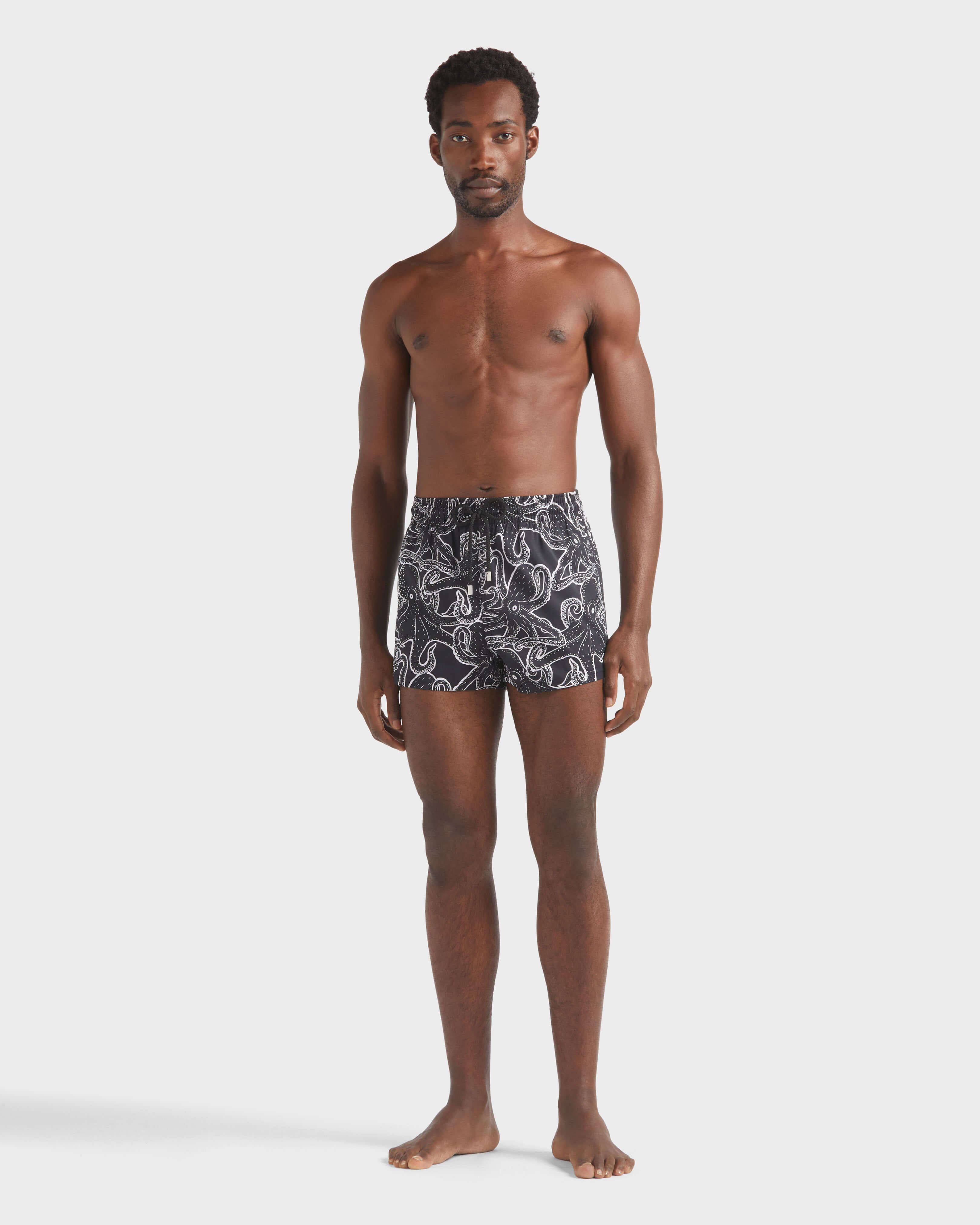 Men Short Swim trunks Poulpes BLACK frontworn view