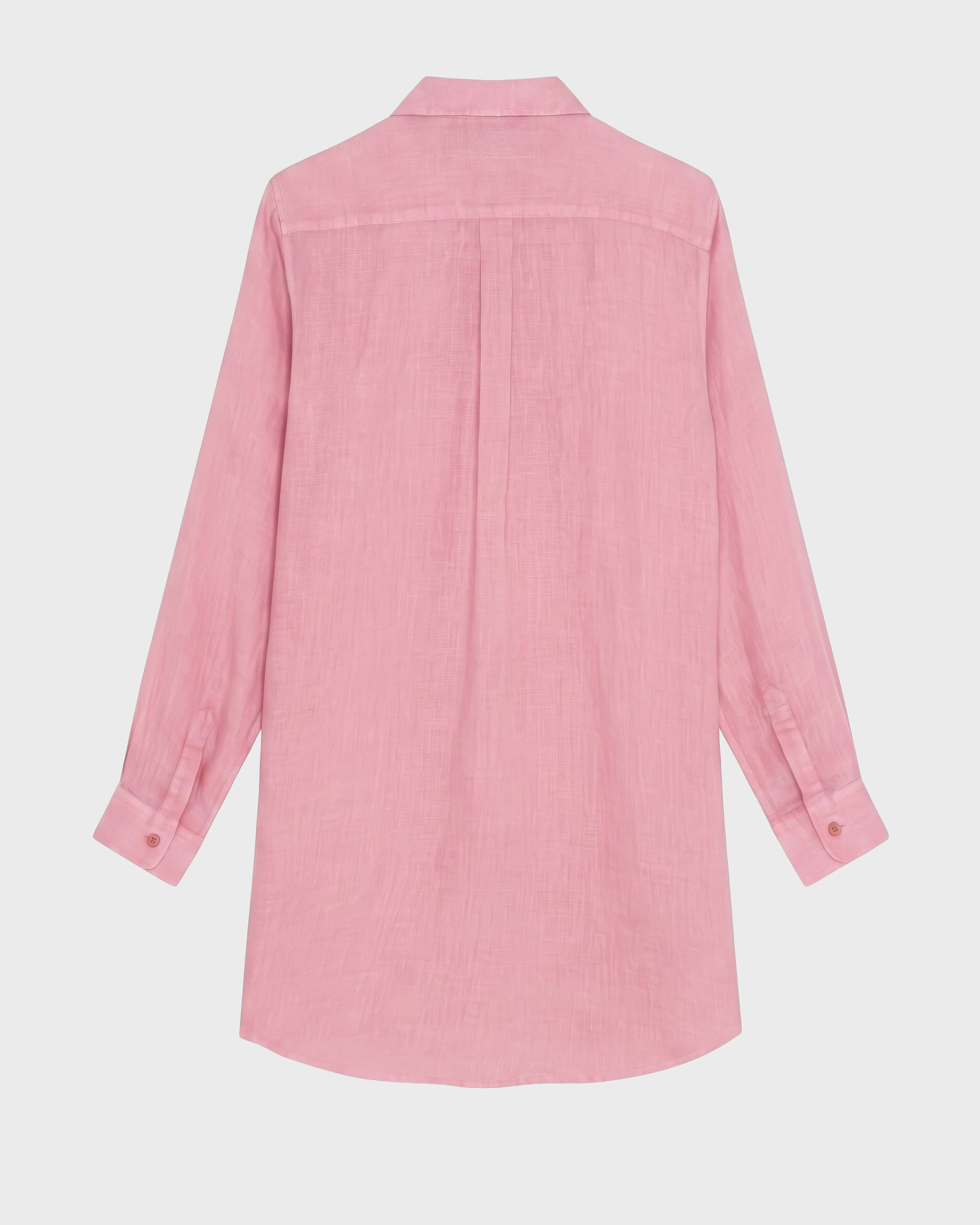 Women Linen Dress Solid BOUDOIR back view