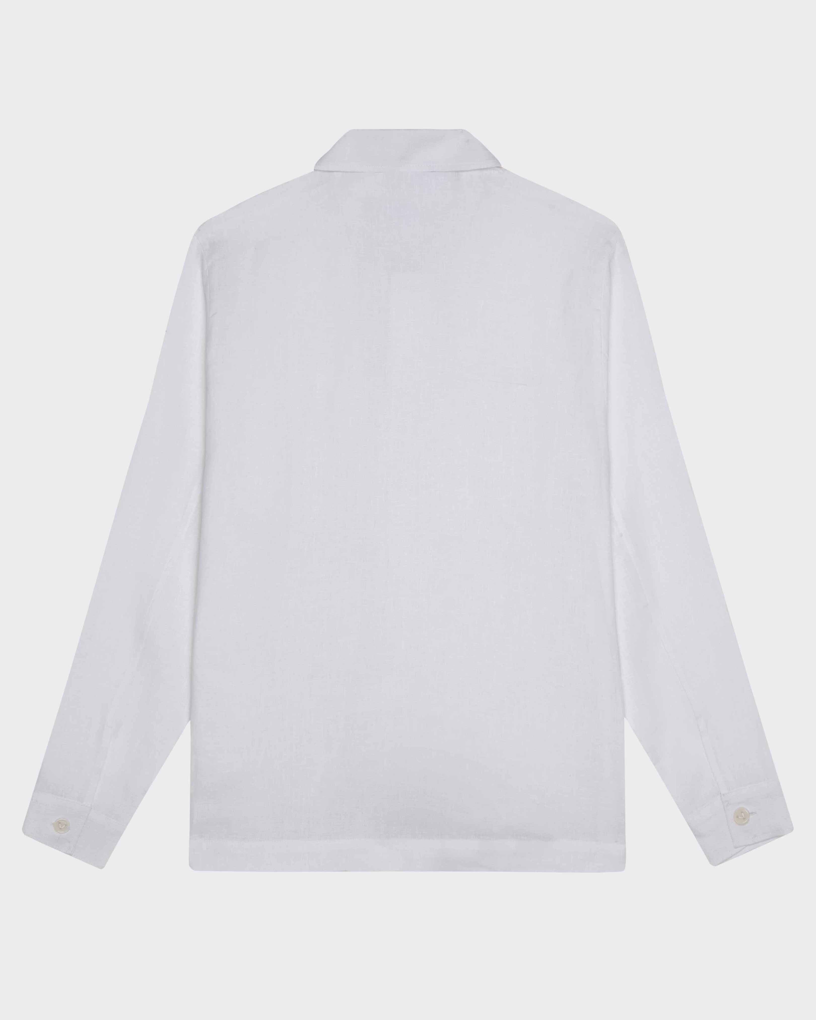 Herren-Leinen-Overshirt uni WEISS back view