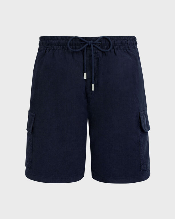 Vilebrequin - Men Linen Bermuda Shorts Cargo Pockets - Bermuda - Baie - Blue - Size 4XL