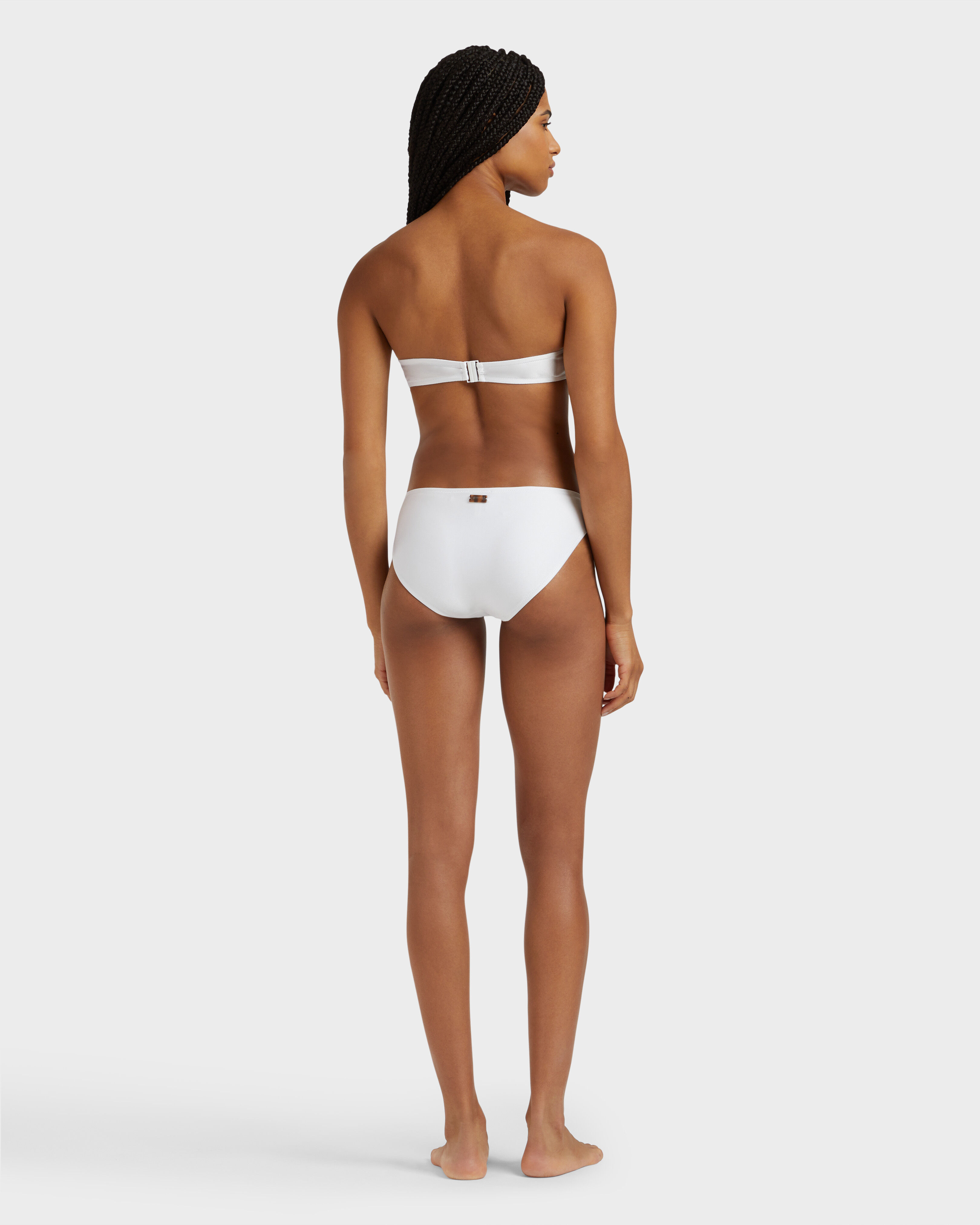 Shiny Stretch Solid Bandeau-Bikinioberteil für Damen WEISS backworn view