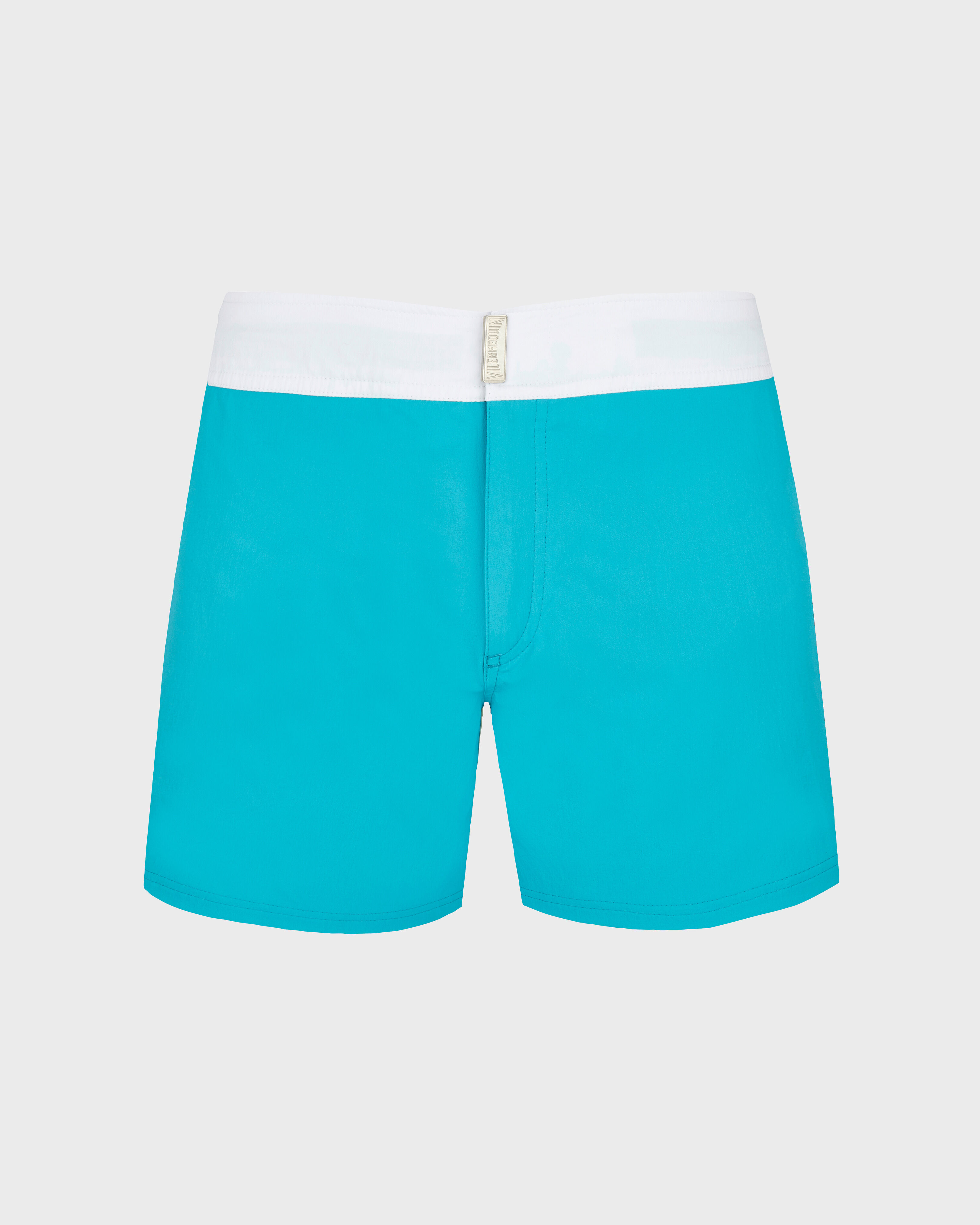 Men Stretch Swim Trunks Flat Belt Color Block CURACAO front view