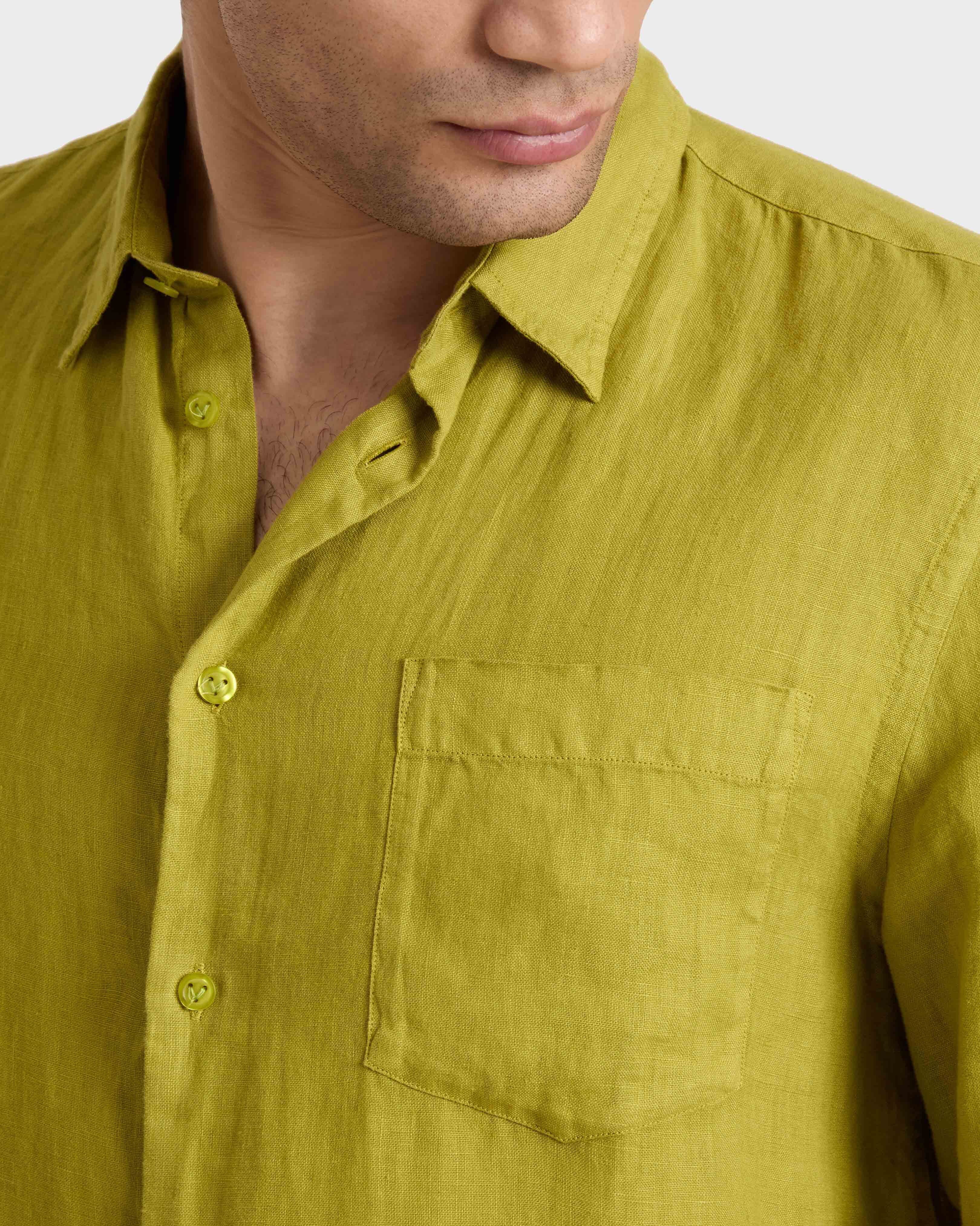 Men Linen Shirt Solid WORMWOOD supp1 view