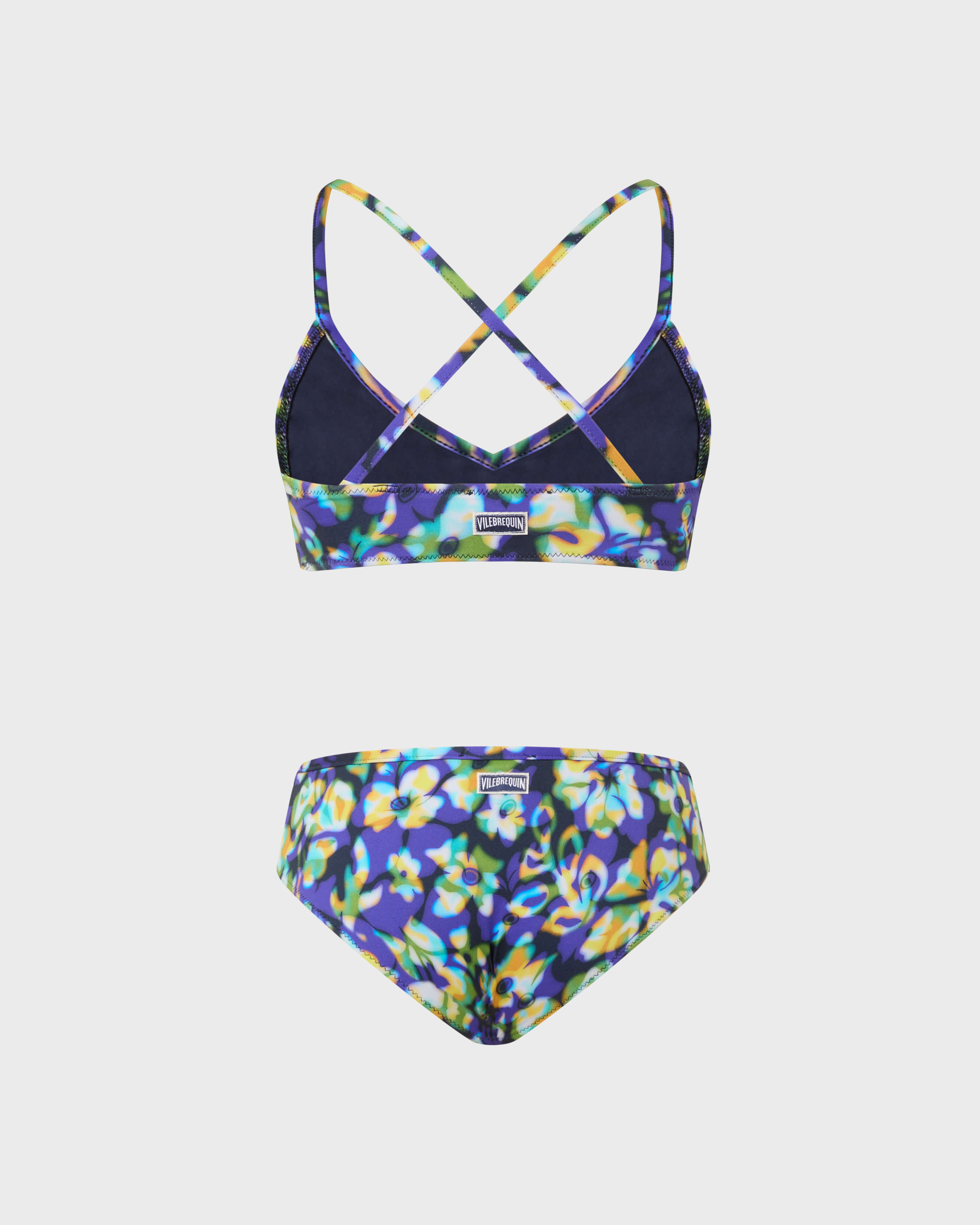 Girls Two-Piece Swimsuit Frangipanier Trouble NAVY back view