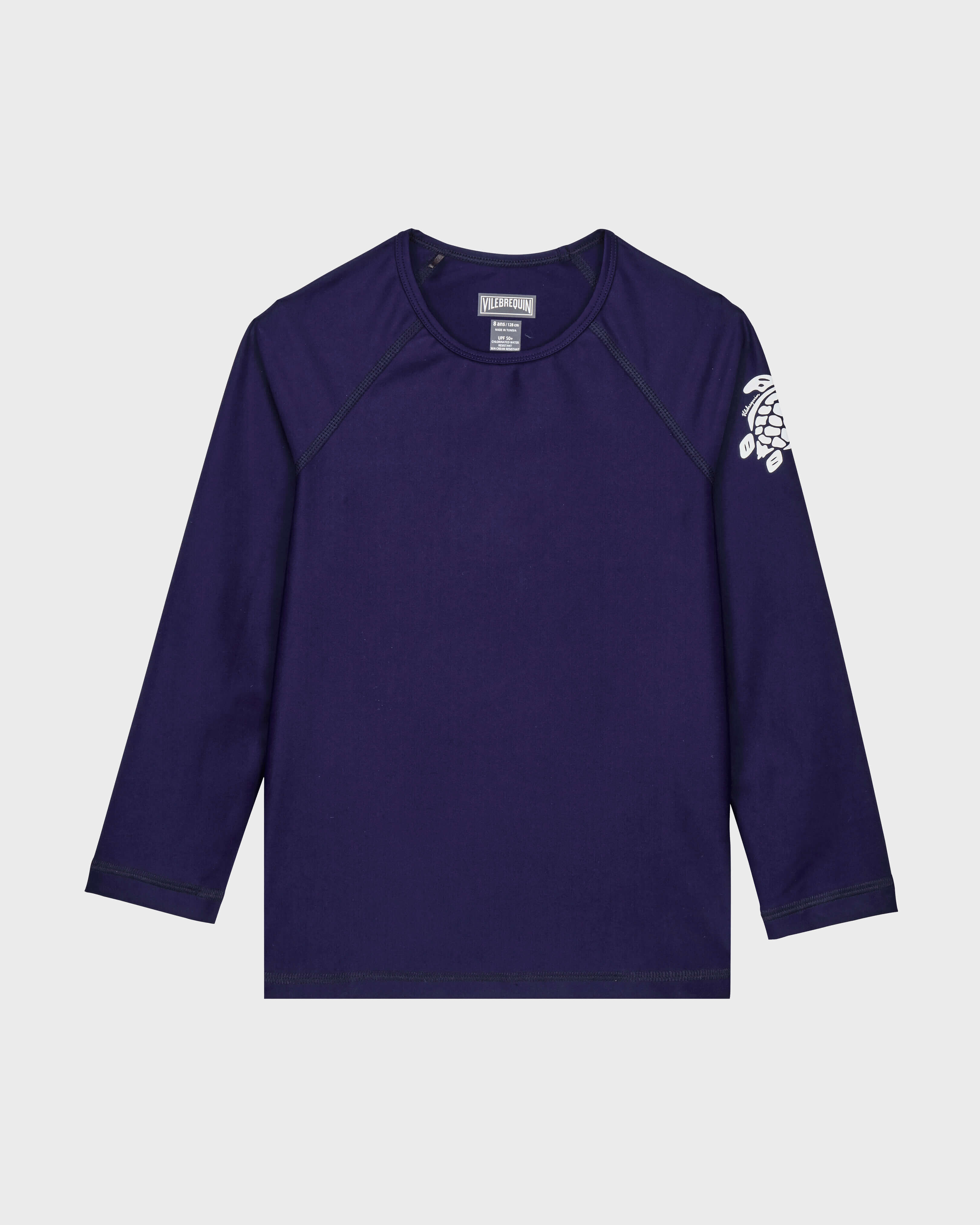 Kids Long Sleeves Rashguard Solid NAVY front view