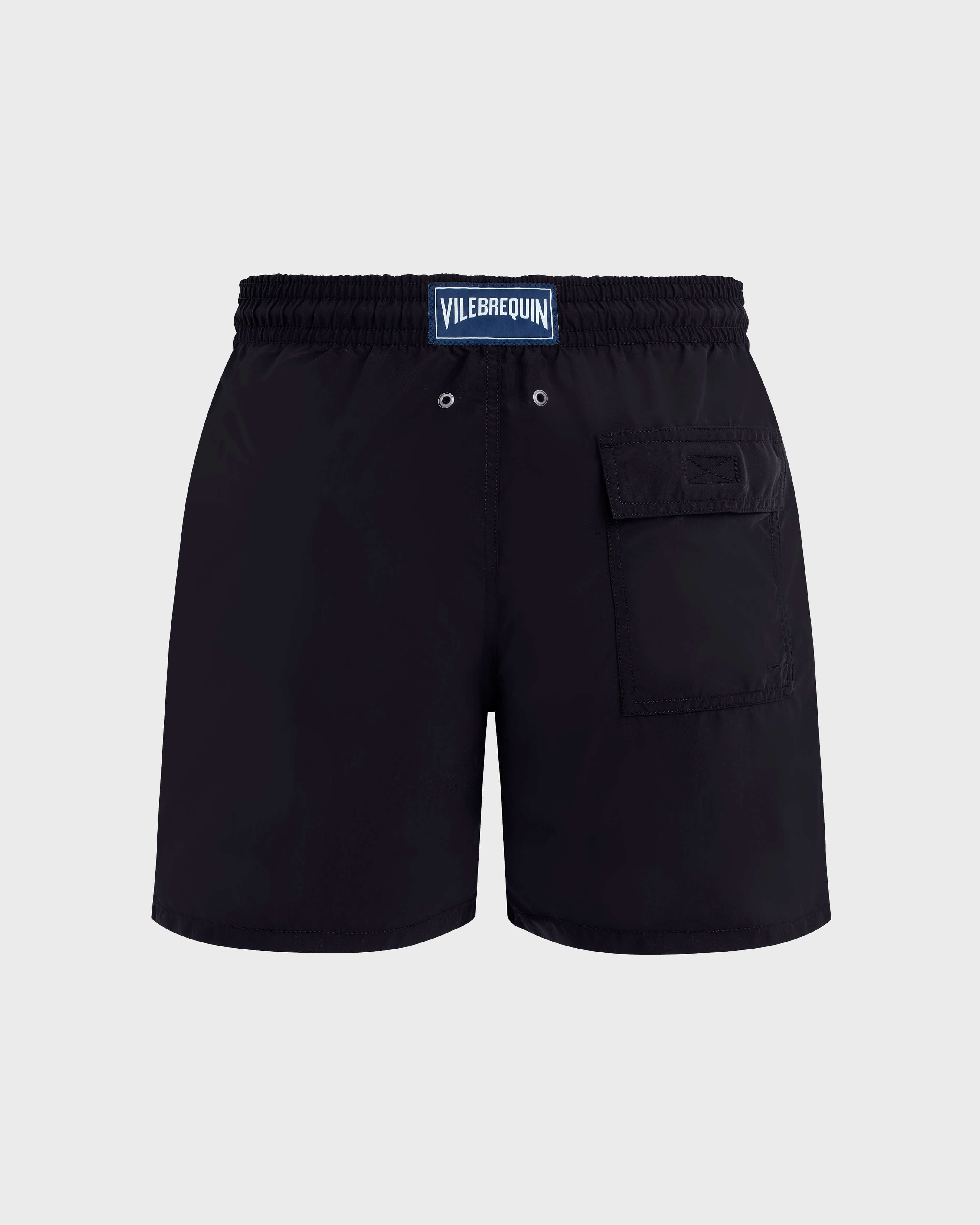 Men Swim Shorts Solid BLACK back view