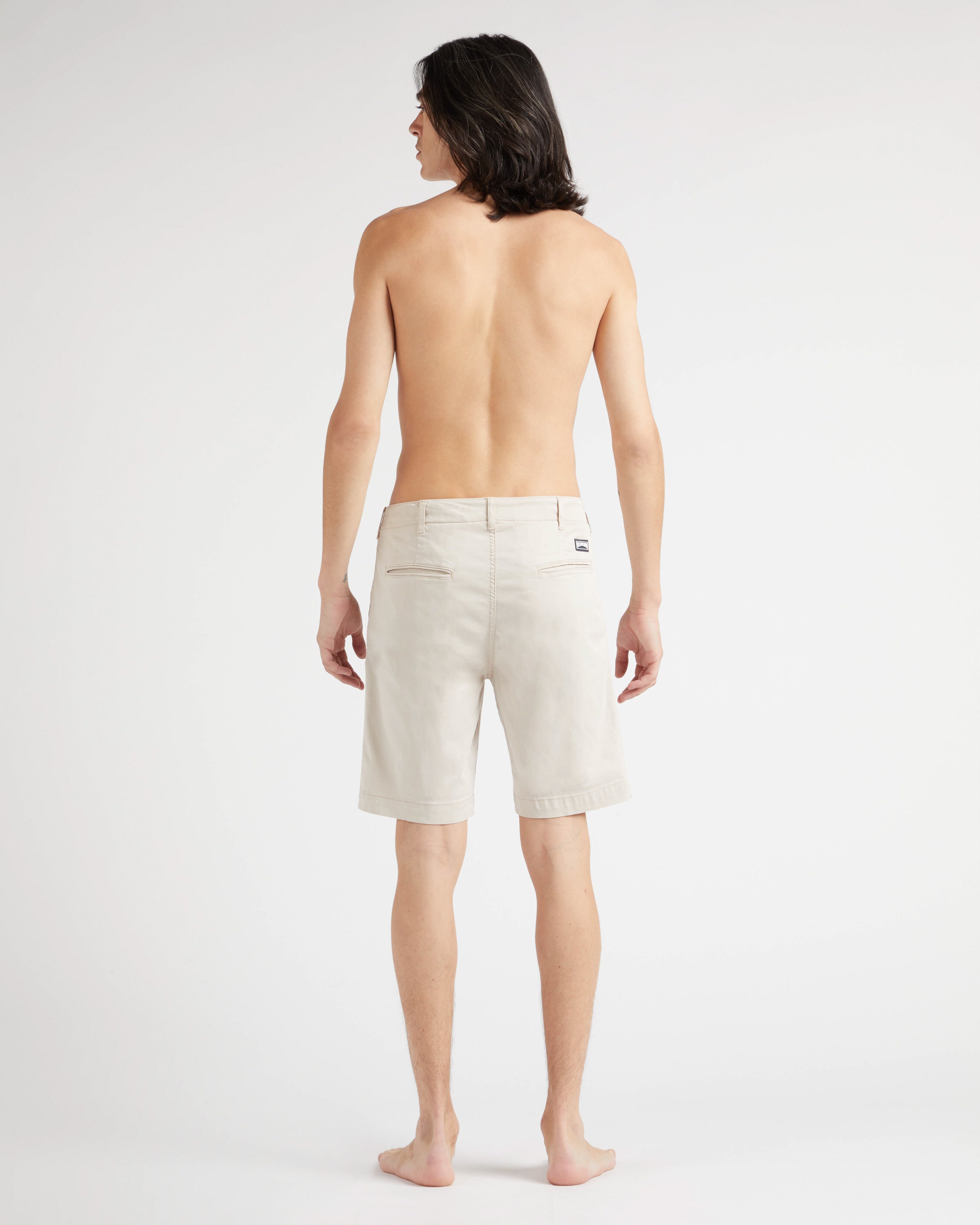 Men Tencel Bermuda Shorts Solid HEMP backworn view