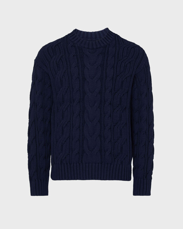 Vilebrequin - Herren Zopfmuster-baumwollpullover - Pullover - Philippe - Blau - Größe XXL Vilebrequin - Herren Zopfmuster-baumwollpullover - Pullover - Philippe - Blau - Größe XXL