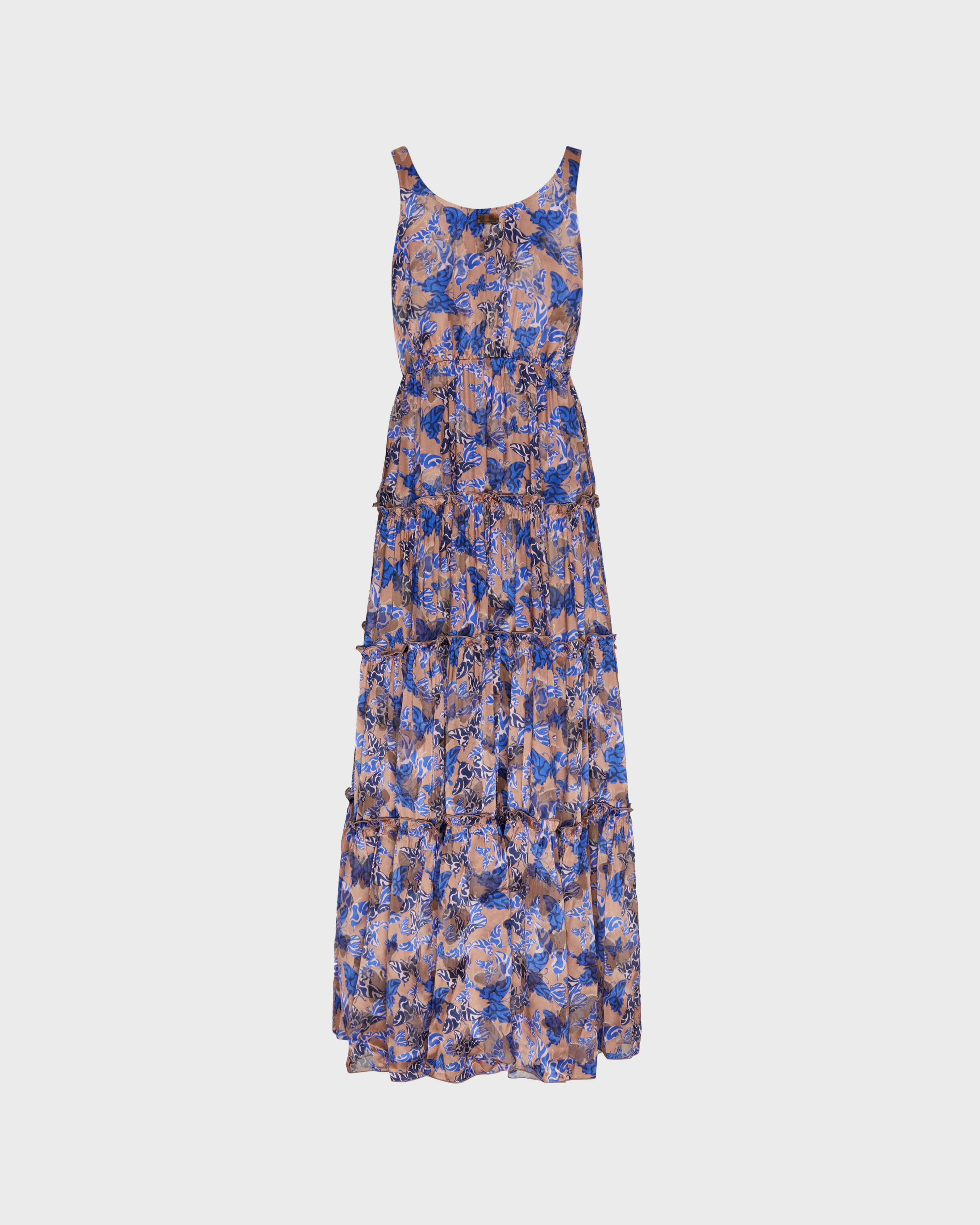Women Long Viscose and Silk Dress Disco Butterfly BLUSH back view