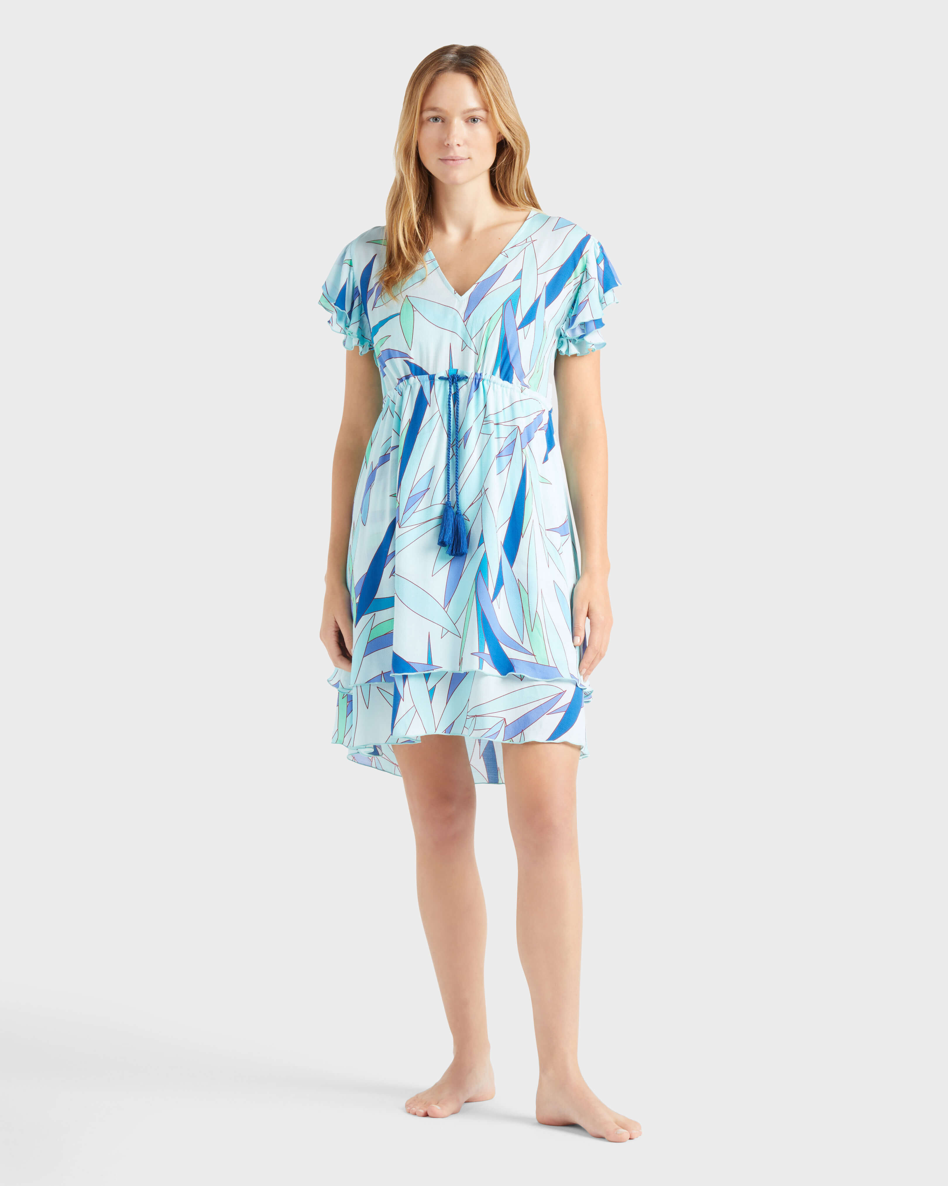 Women Short Viscose Dress Madrague THALASSA frontworn view