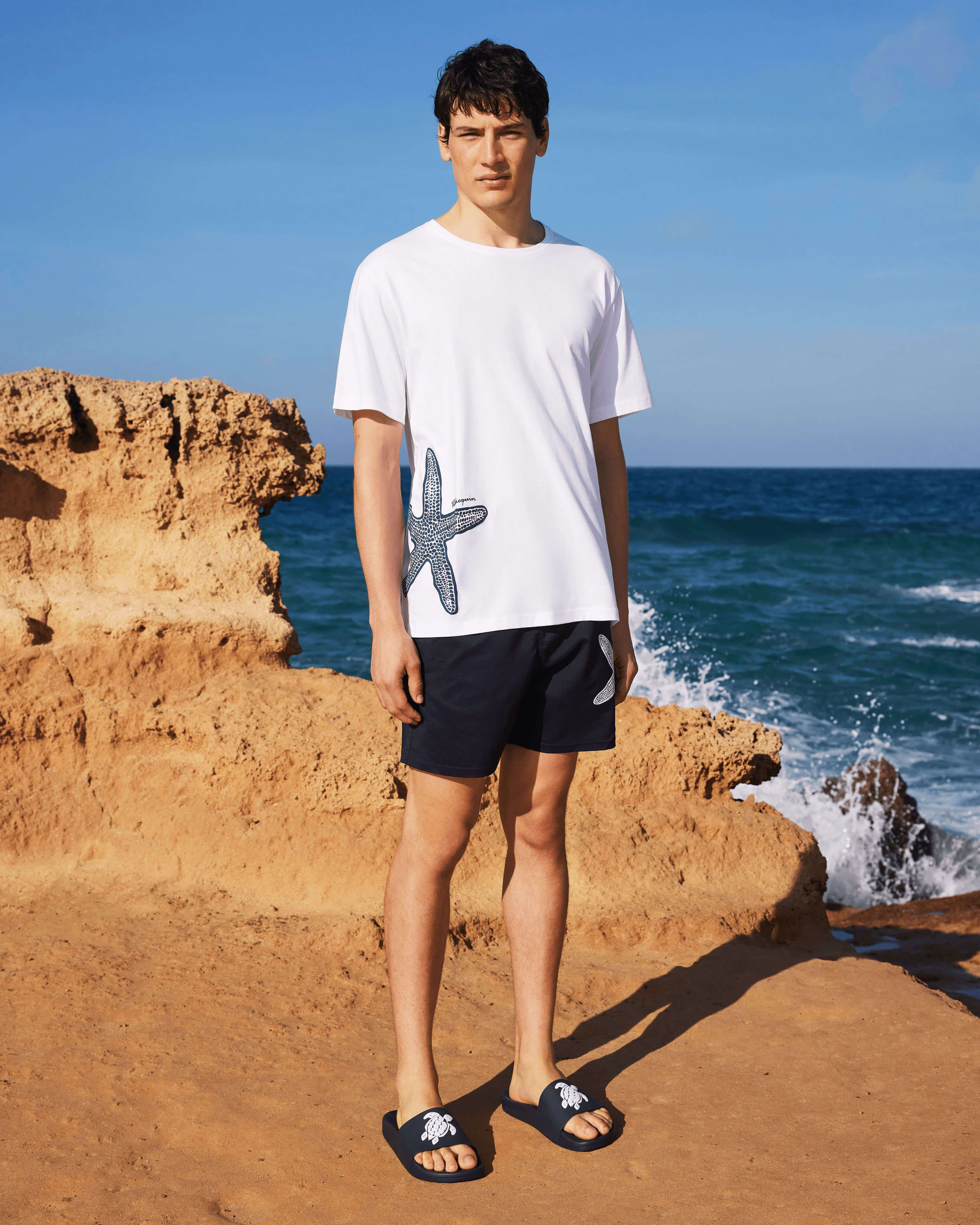 Men Stretch Short Swim Shorts Placed Starlette NAVY look1 view