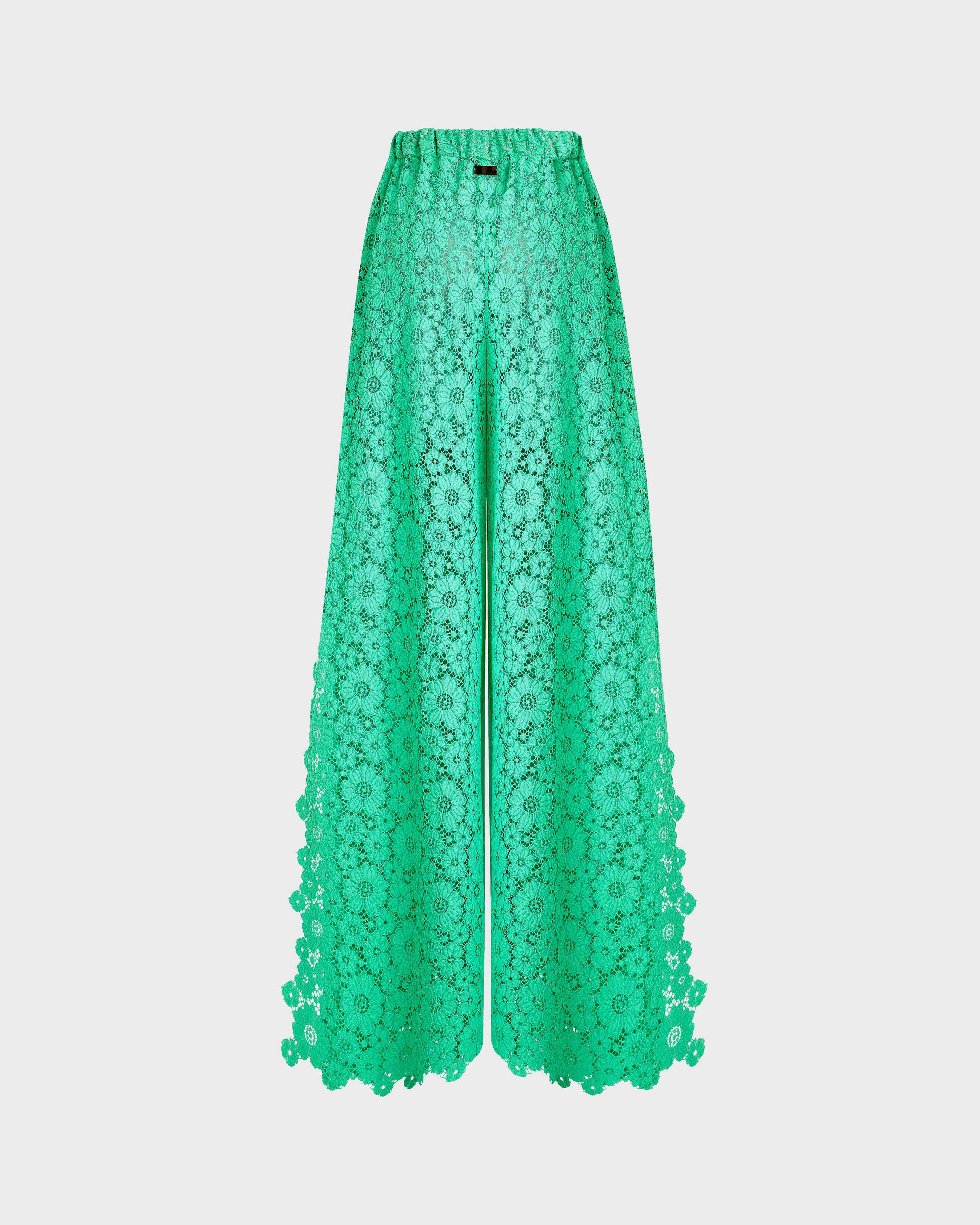 Women Guipure Pants Flowers Lace GREEN PARADISE back view