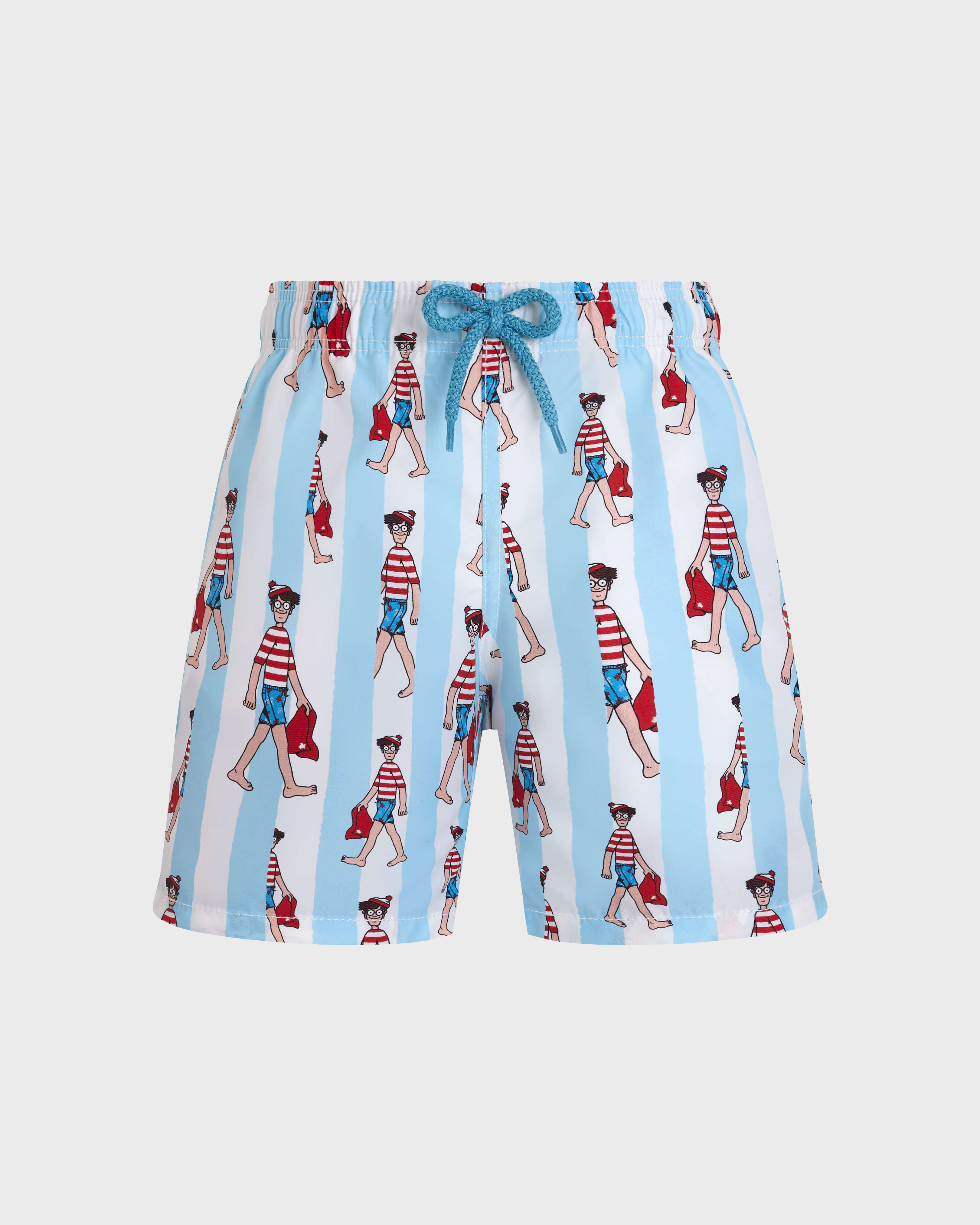 Boys Swim Shorts Stripes Where's Wally? - Vilebrequin x Where's Wally? WHITE front view