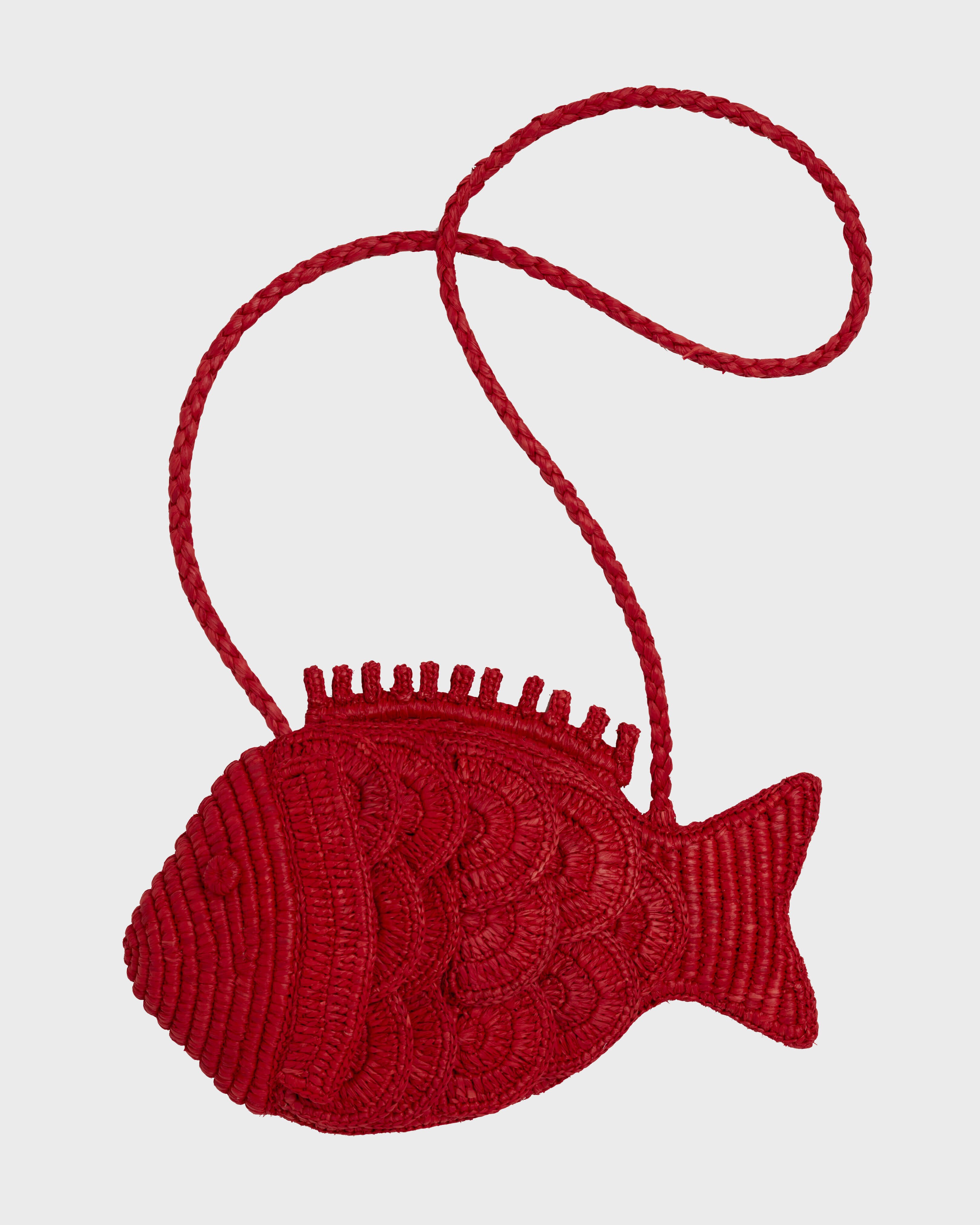 Women Raffia Small Fish Bag POPPY RED front view