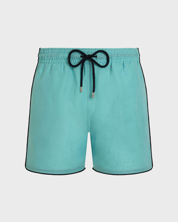 Vilebrequin - Men Linen Swim Shorts Solid - Swimwear - Mallorca - Green - Size M