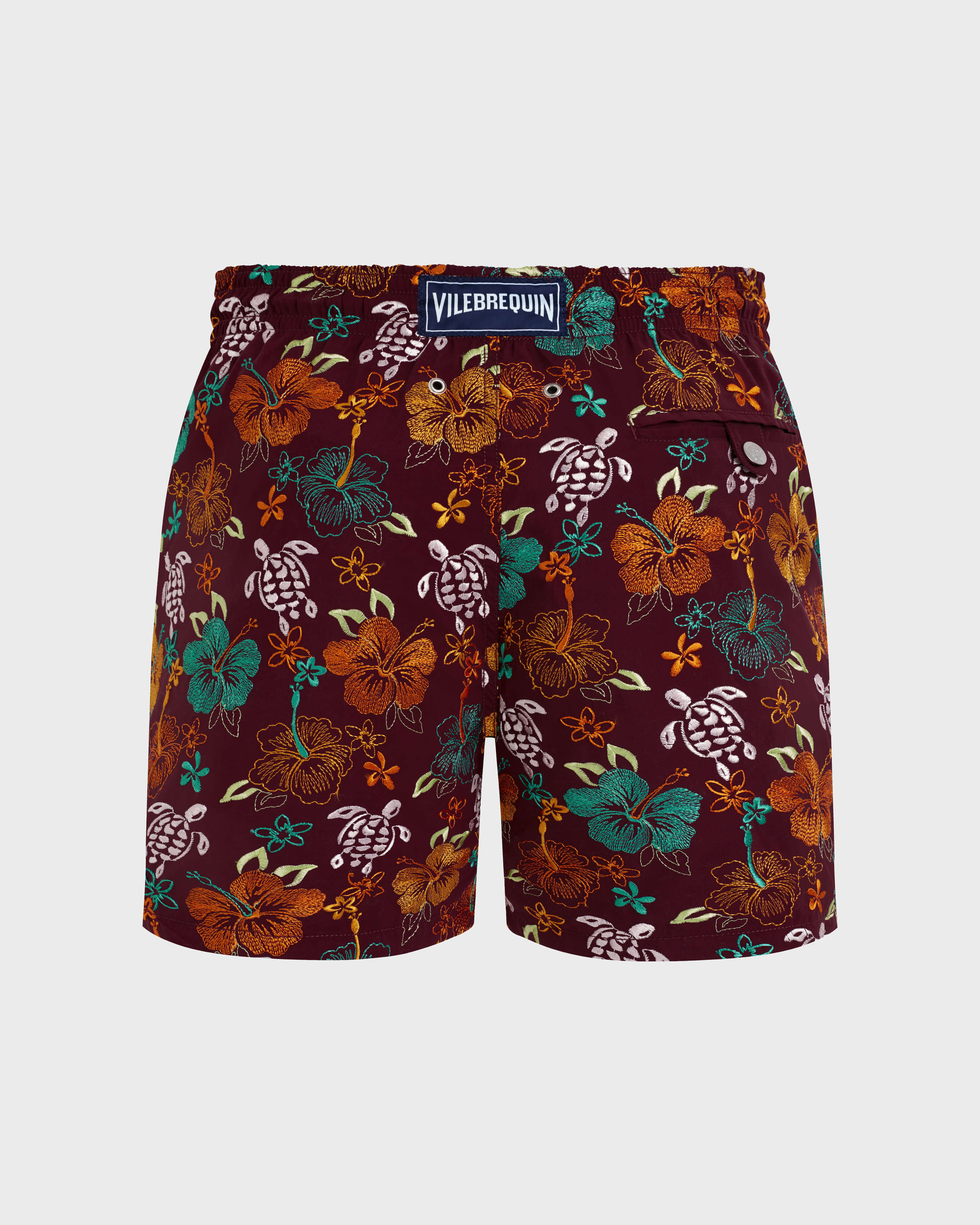 Men Swim Shorts Embroidered Tropical Turtles - Limited Edition BACCHUS back view