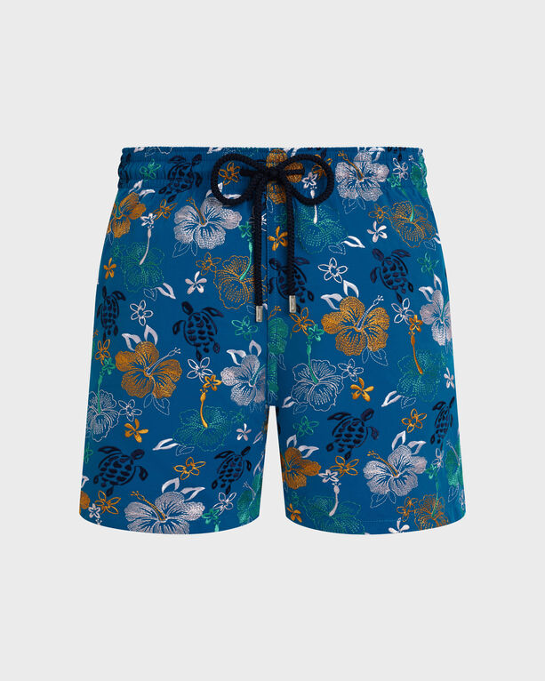 Vilebrequin - Men Swim Shorts Embroidered Tropical Turtles - Limited Edition - Swimwear - Mistral - Blue - Size XL