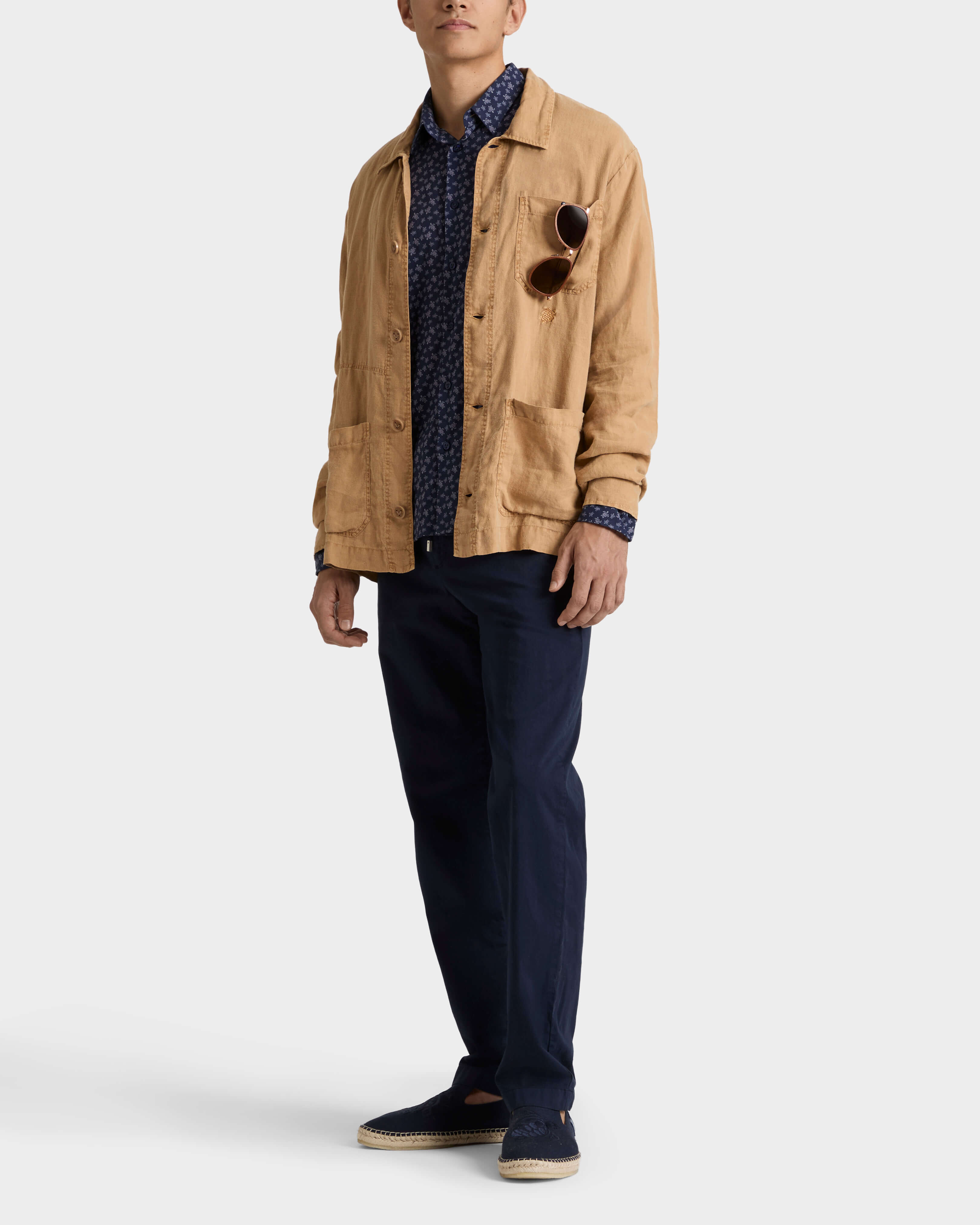 Men Linen Overshirt Solid MOCHA supp1 view