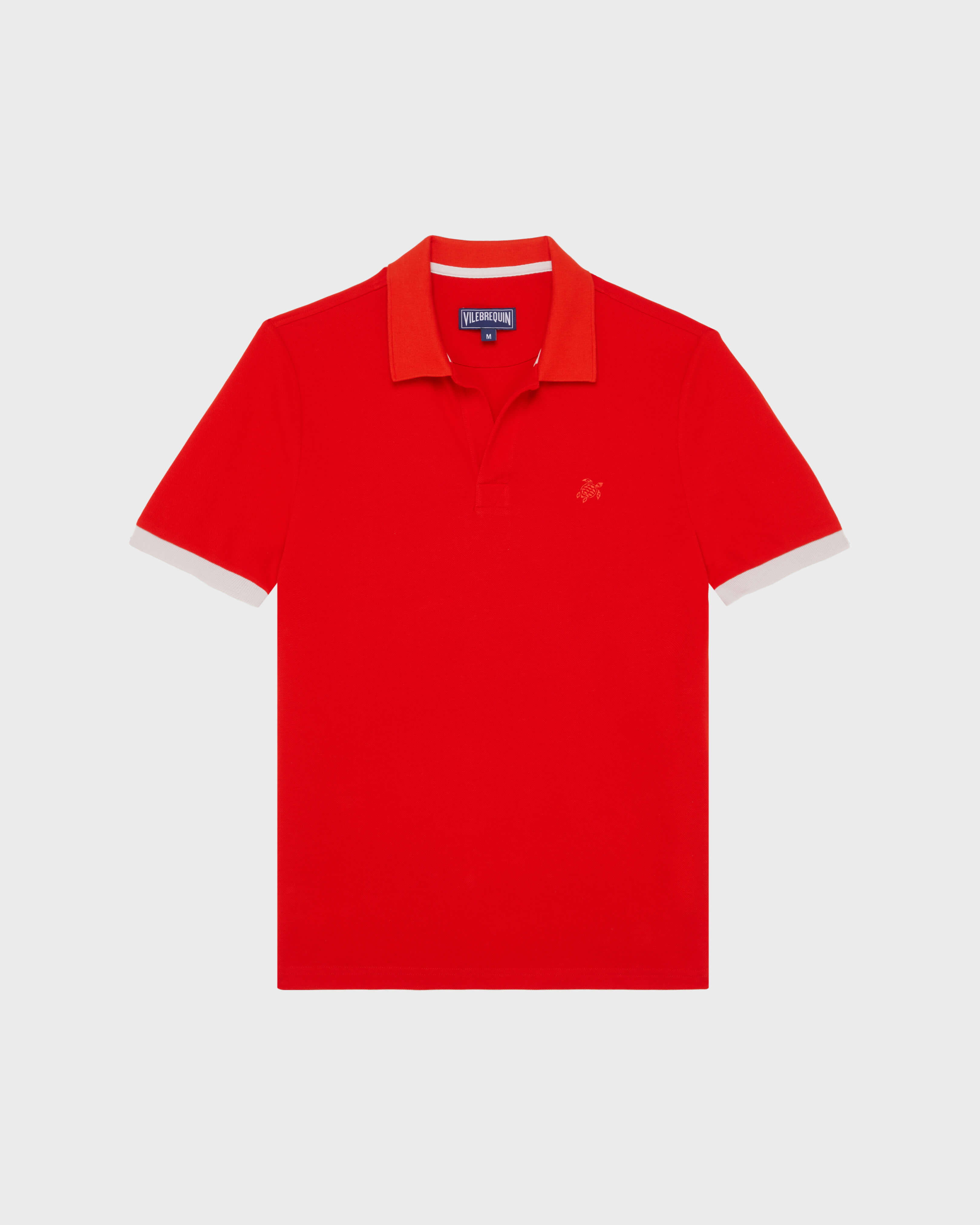 Men Organic Cotton Pique Polo Shirt Solid PETALE / PINK front view