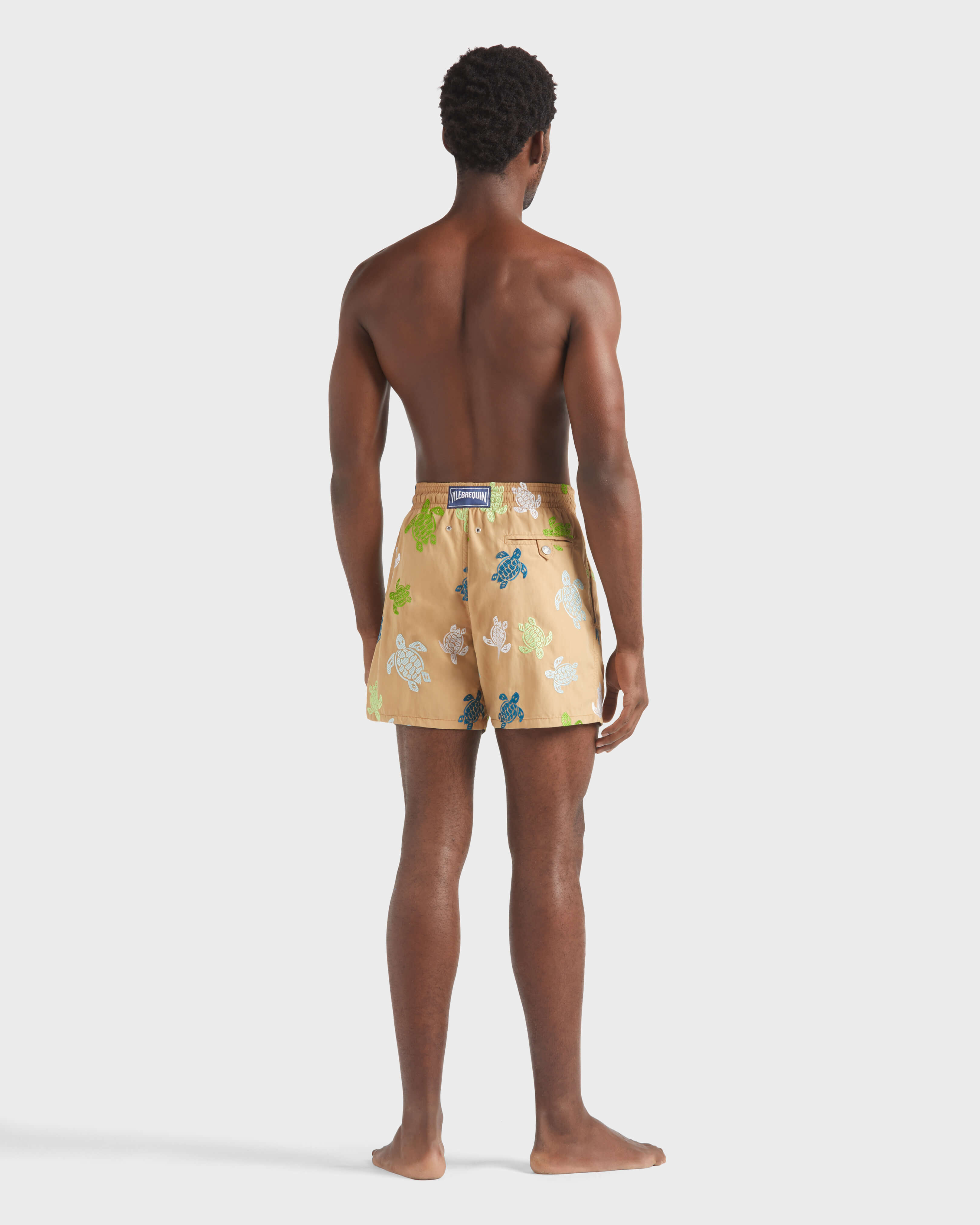 Men Swim Shorts Embroidered Tortue Multicolore - Limited Edition MOCHA backworn view