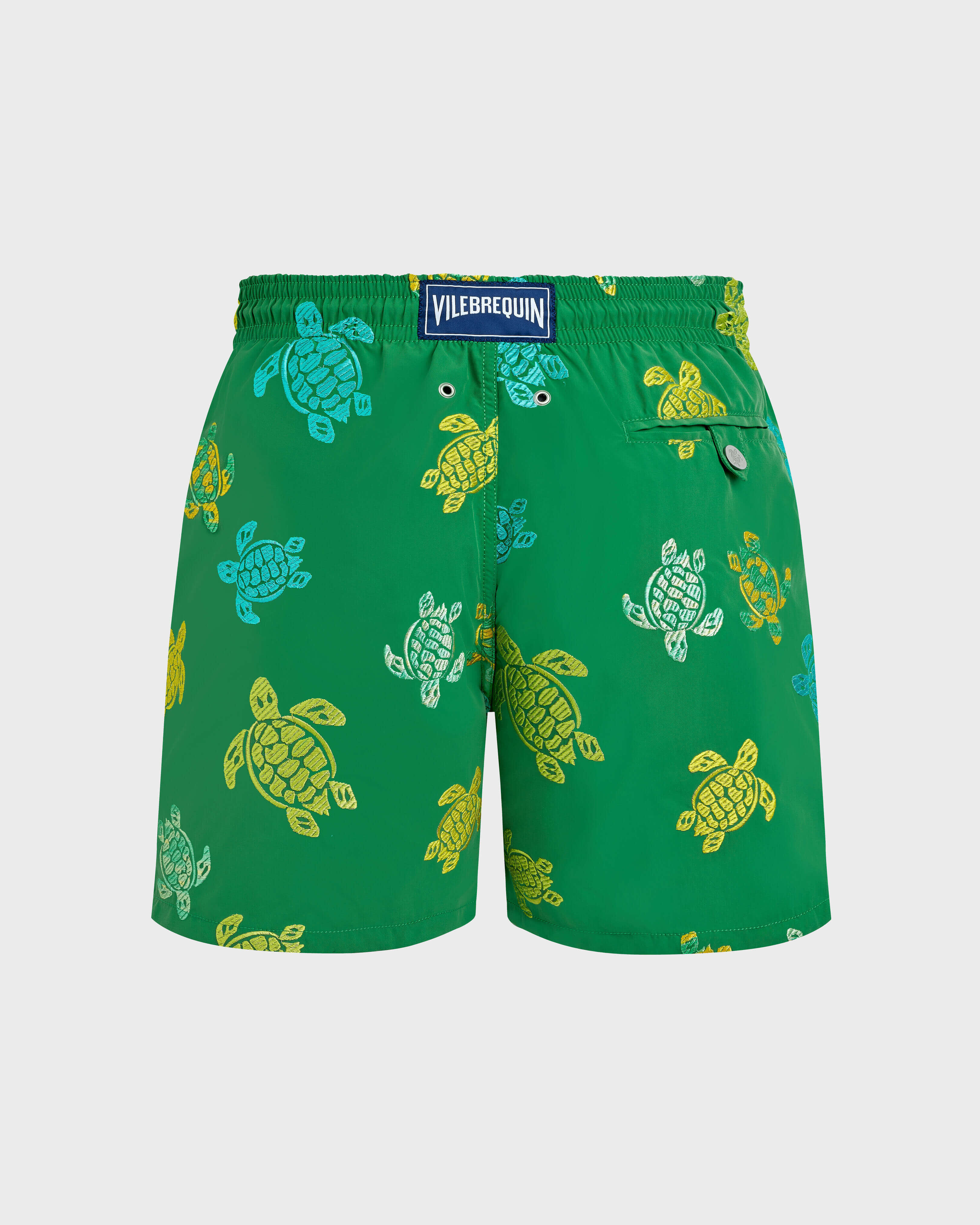 Men Swim Shorts Embroidered Tortue Multicolore - Limited Edition CHIVE back view