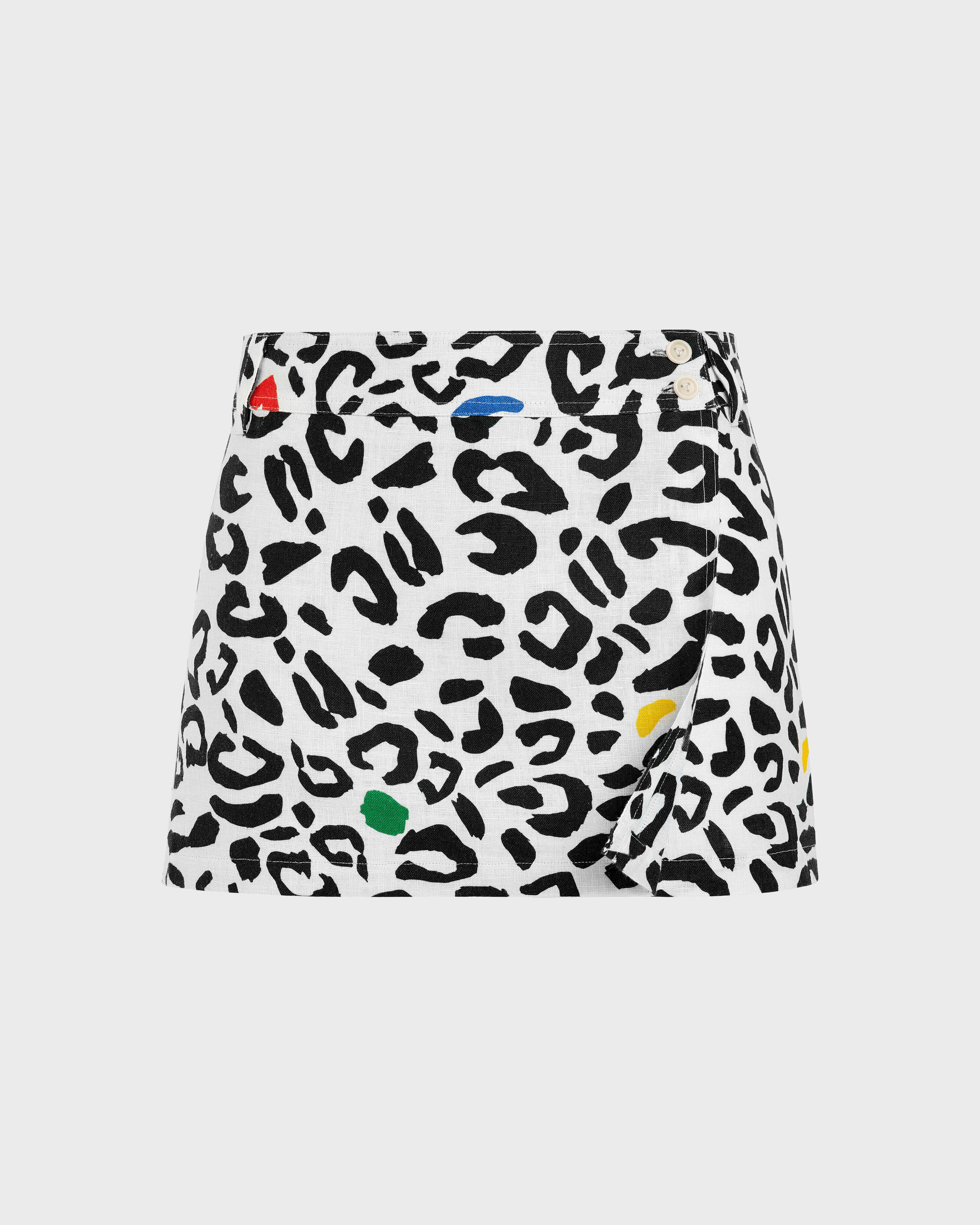 Women wrap skirt Leopard - Vilebrequin x JCC+ - Limited Edition WHITE front view