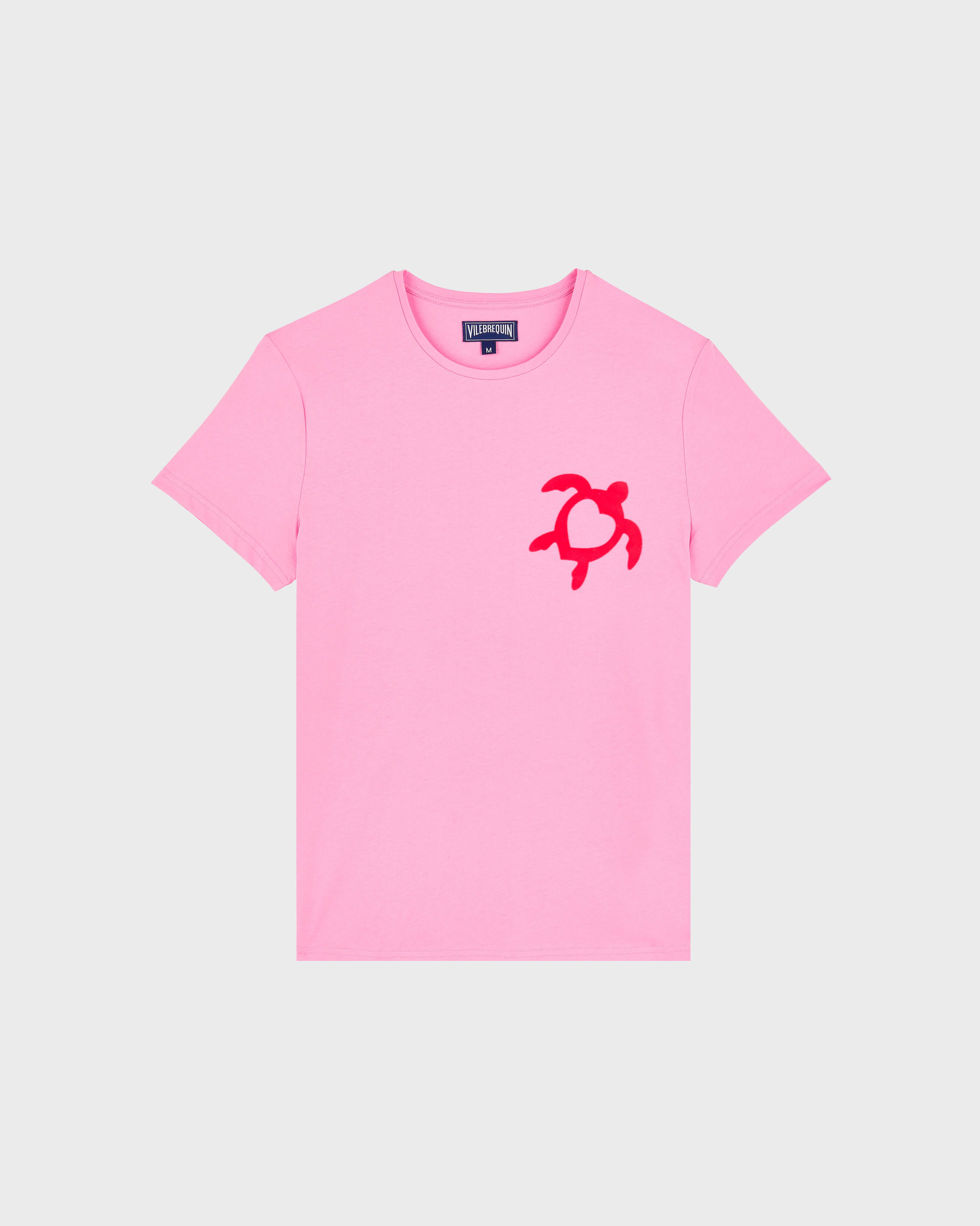 Organic Cotton T-shirt Flocked Turtle Heart Tahiti PETUNIA front view