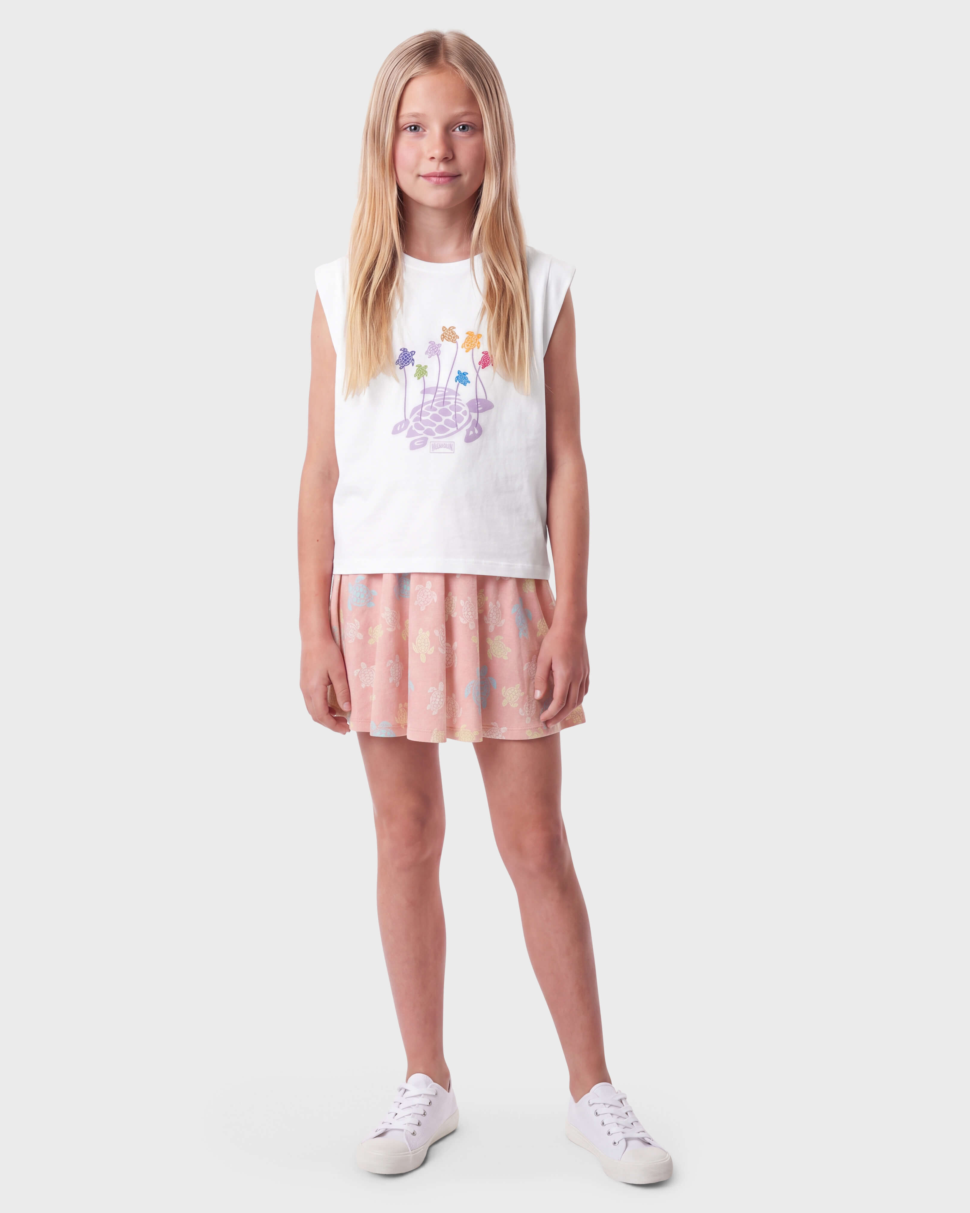 Girls Elastic Waist Skirt Ronde Des Tortues Multicolores BOUDOIR frontworn view
