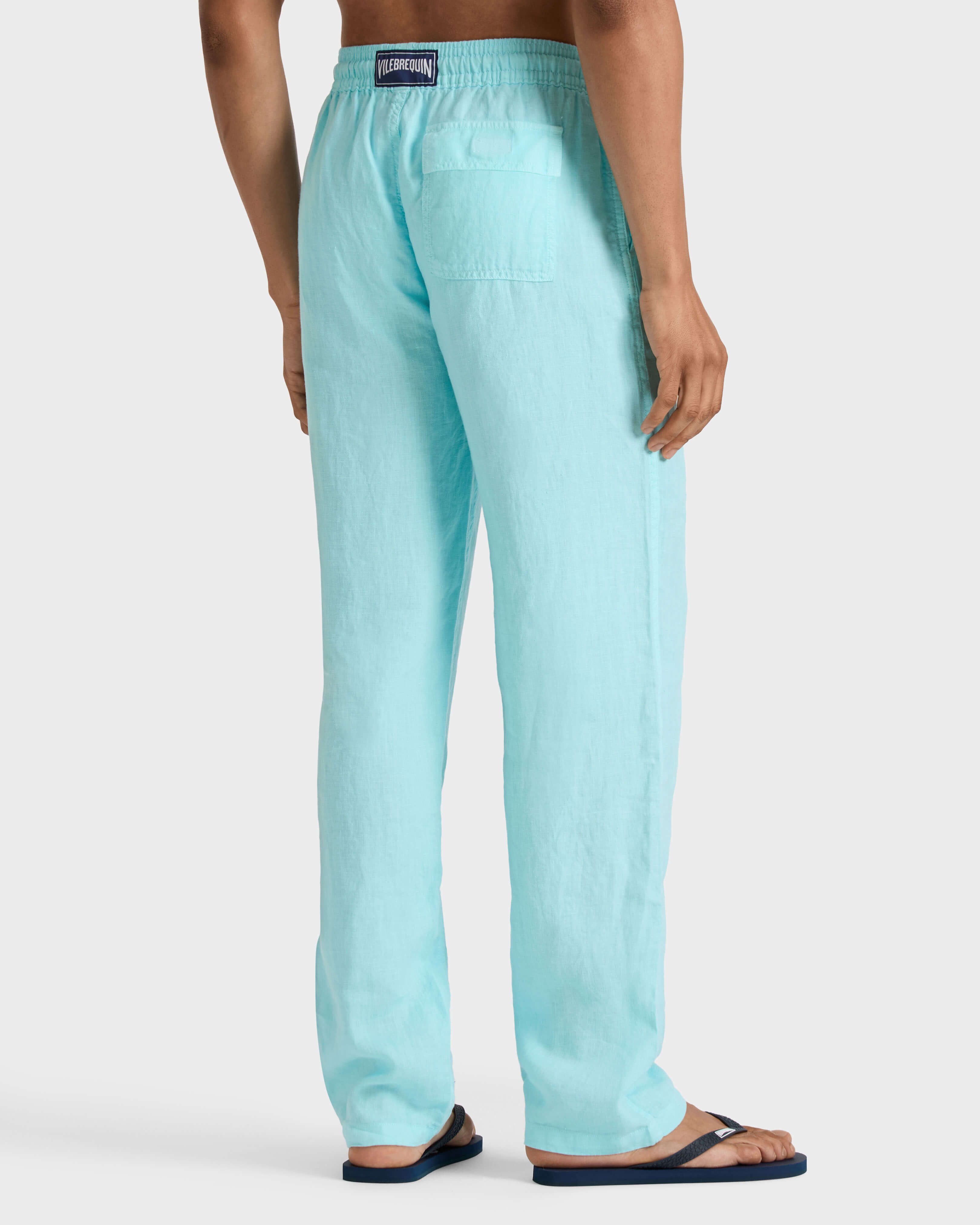 Solid weite Leinenhose für Herren OXYGENE backworn view