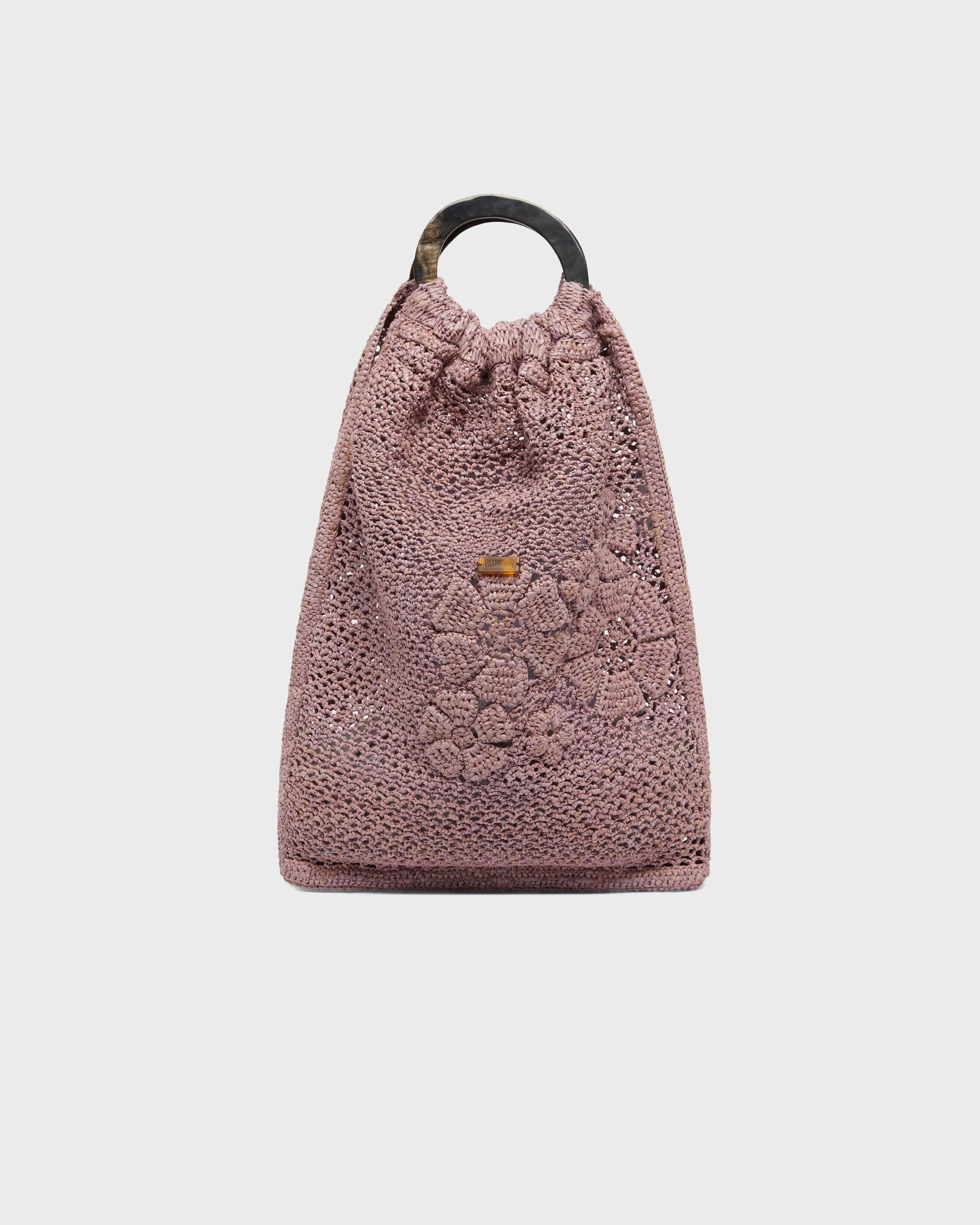 Pochette donna in rafia PETALE / PINK frontworn view