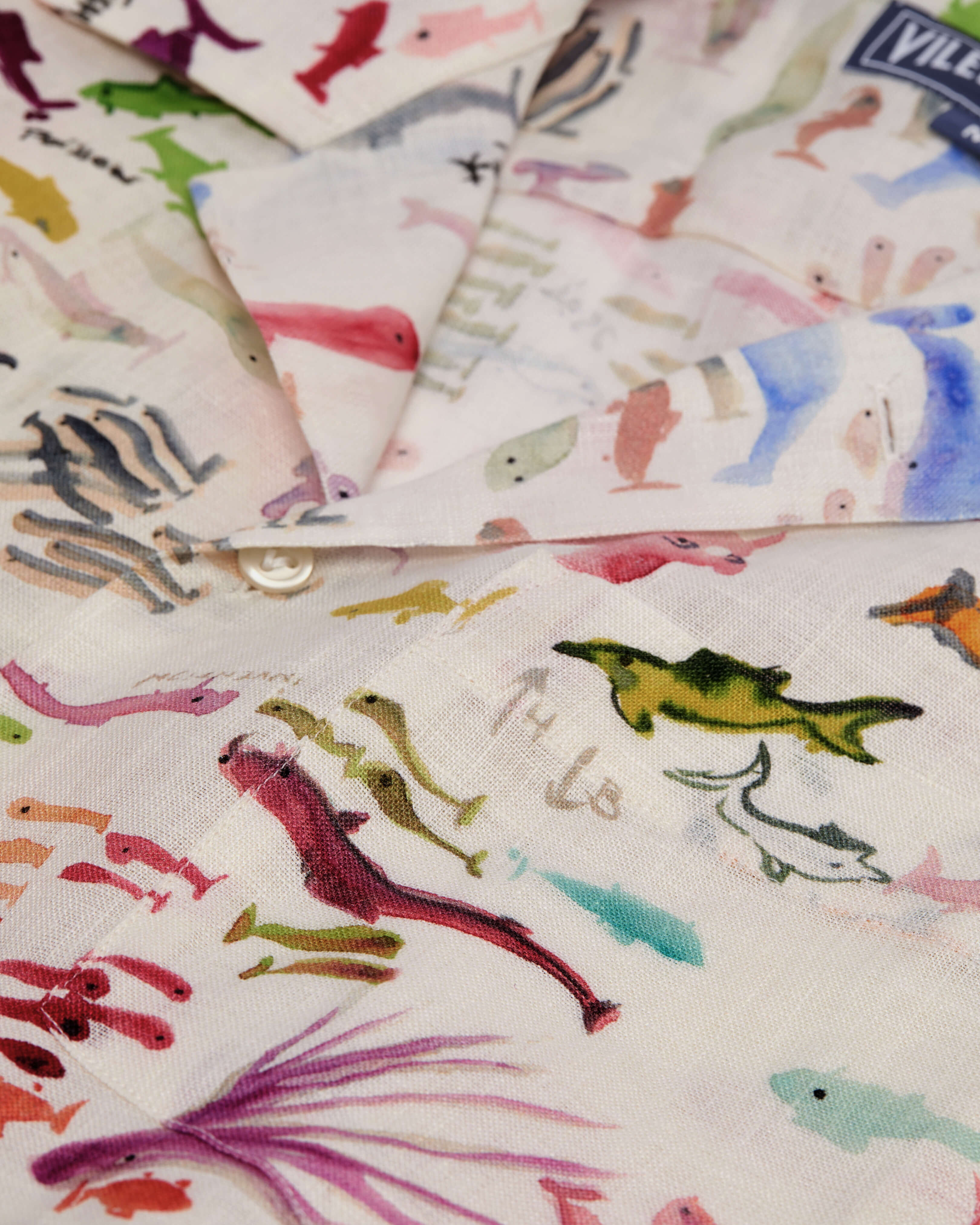 Men Linen Bowling Shirt Pescador - VBQ x Fabrice Hyber PAPIER supp4 view