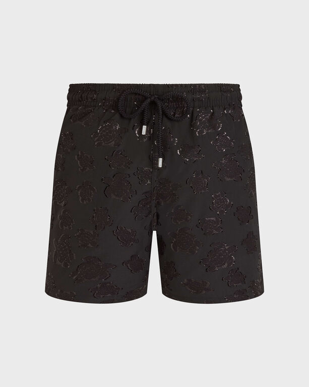 Vilebrequin - Men Swim Trunks Ronde Des Tortues Jacquard Broché - Swimwear - Moopea - Black - Size S