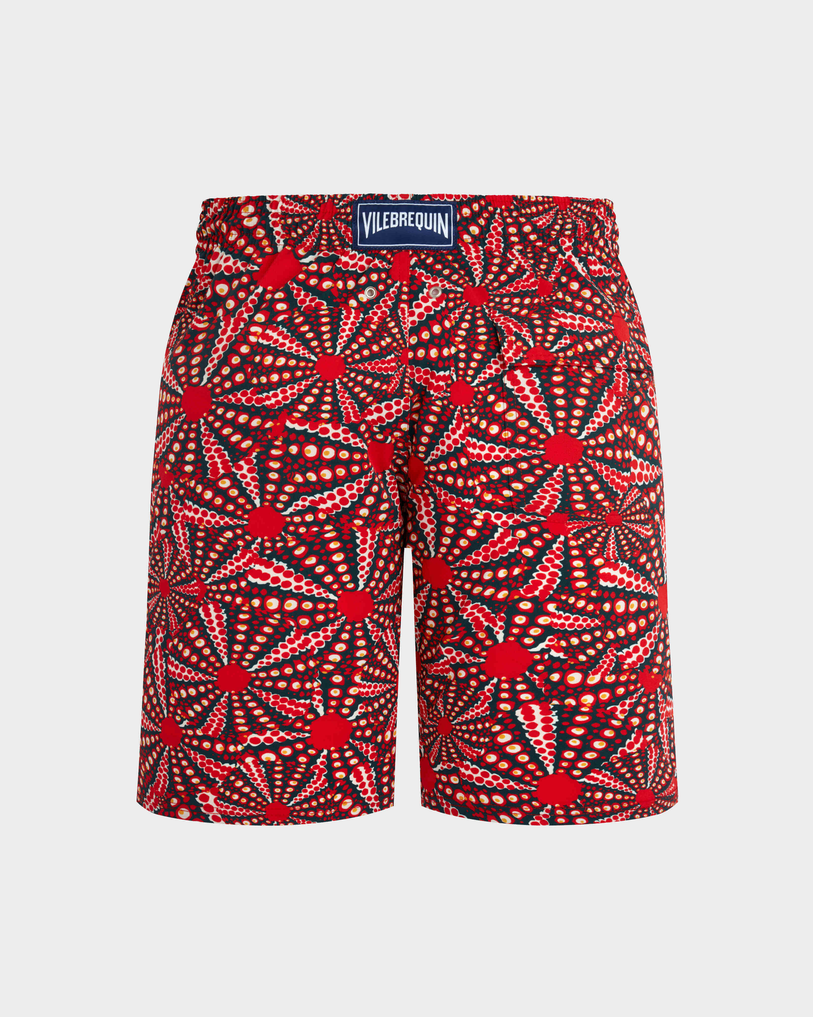 Men Long Stretch Swim Shorts Oursinades POPPY RED back view