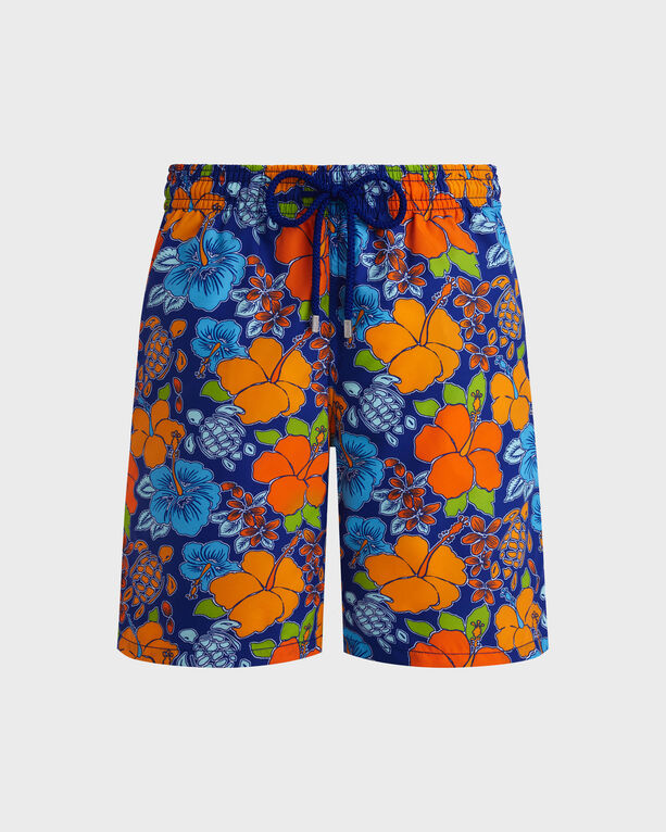 Vilebrequin - Lange Badeshorts Mit Ronde Des Tortues-logo Für Herren - Bademode - Okoa - Blau - Größe XXL