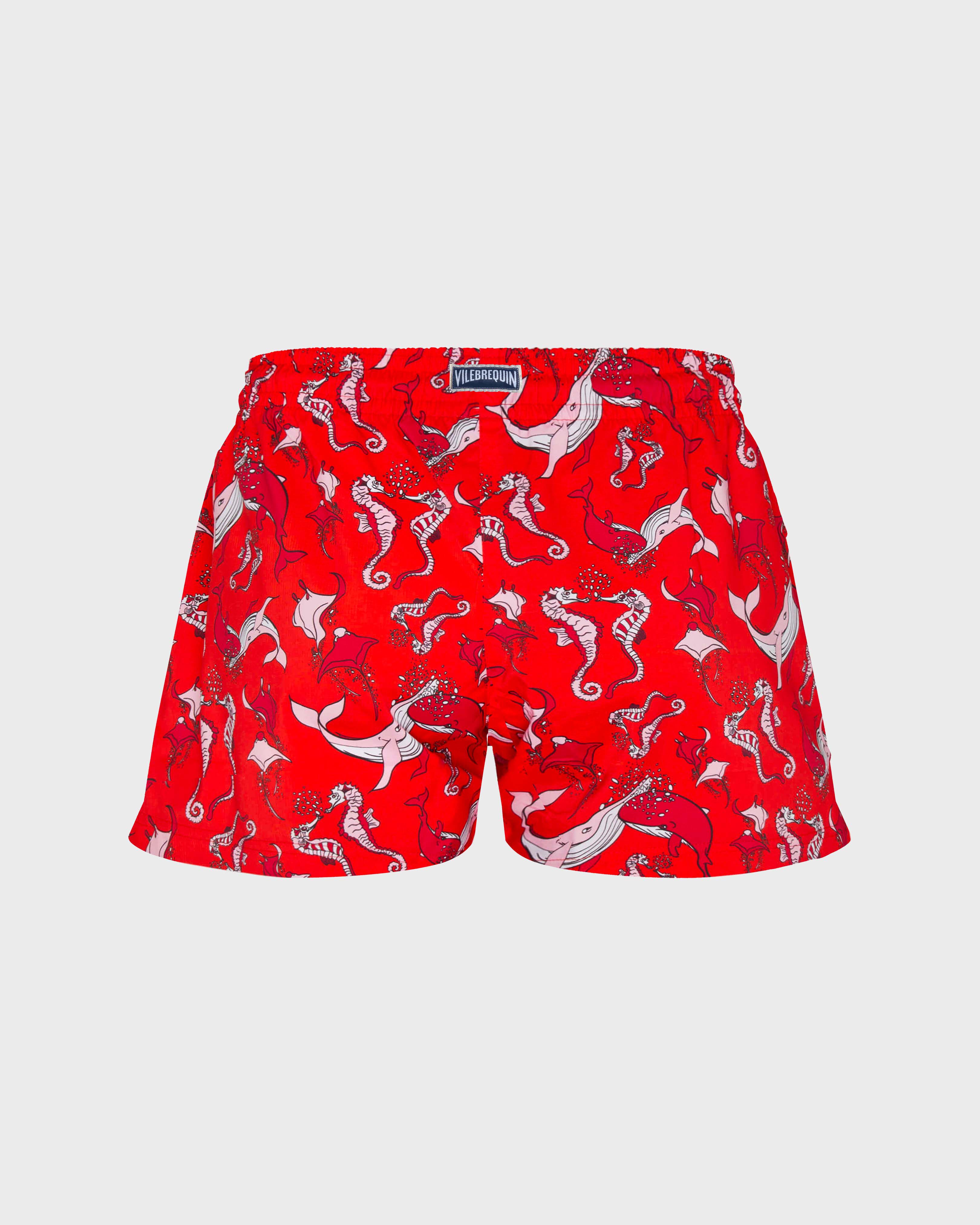 Women Swim Shorts Whales Love POPPY RED back view