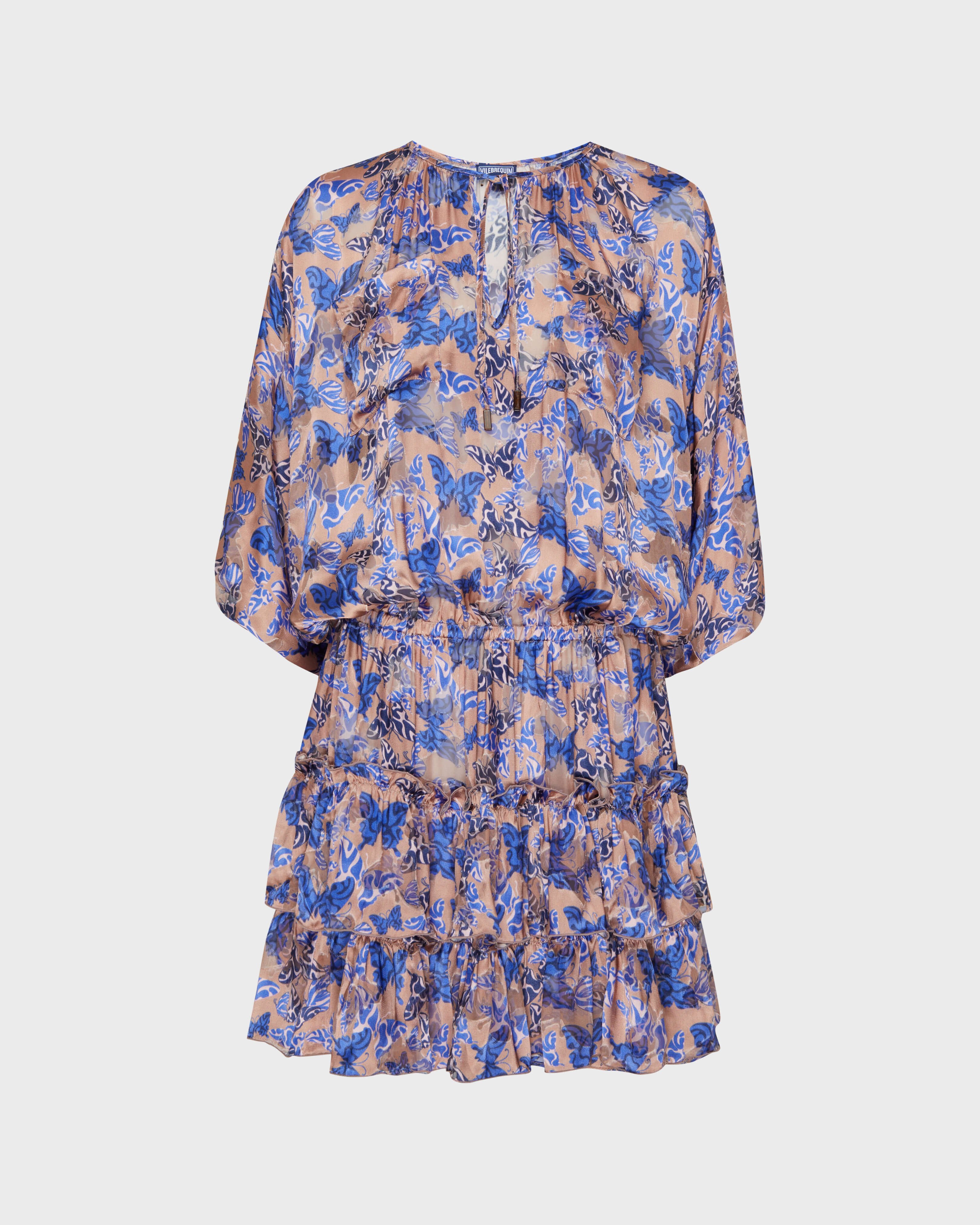 Women Viscose and Silk Dress Disco Butterfly BLUSH front view