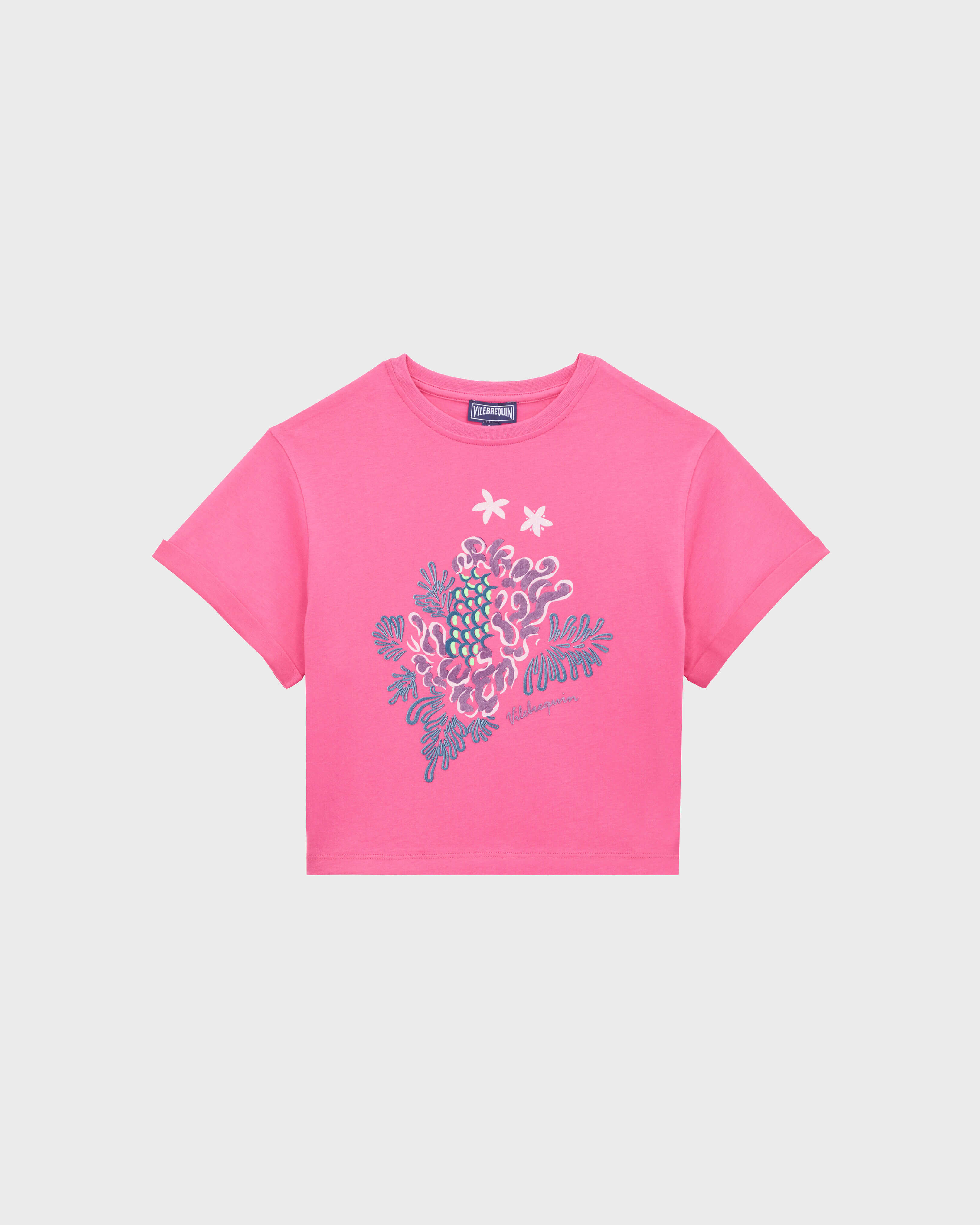 Girls Organic Cotton Printed T-shirt BOUGAINVILLEA front view