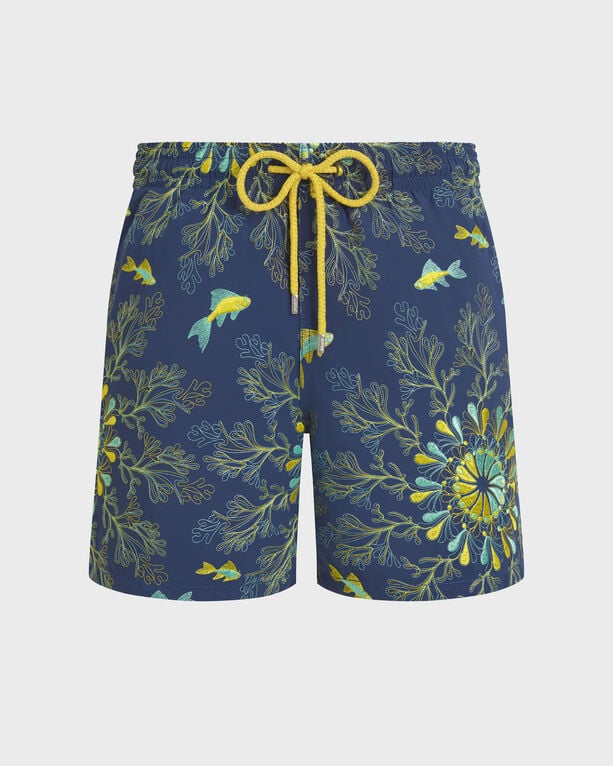 Vilebrequin - Men Embroidered Swim Trunks Coral Mandala - Limited Edition - Swimwear - Mistral - Blue - Size M