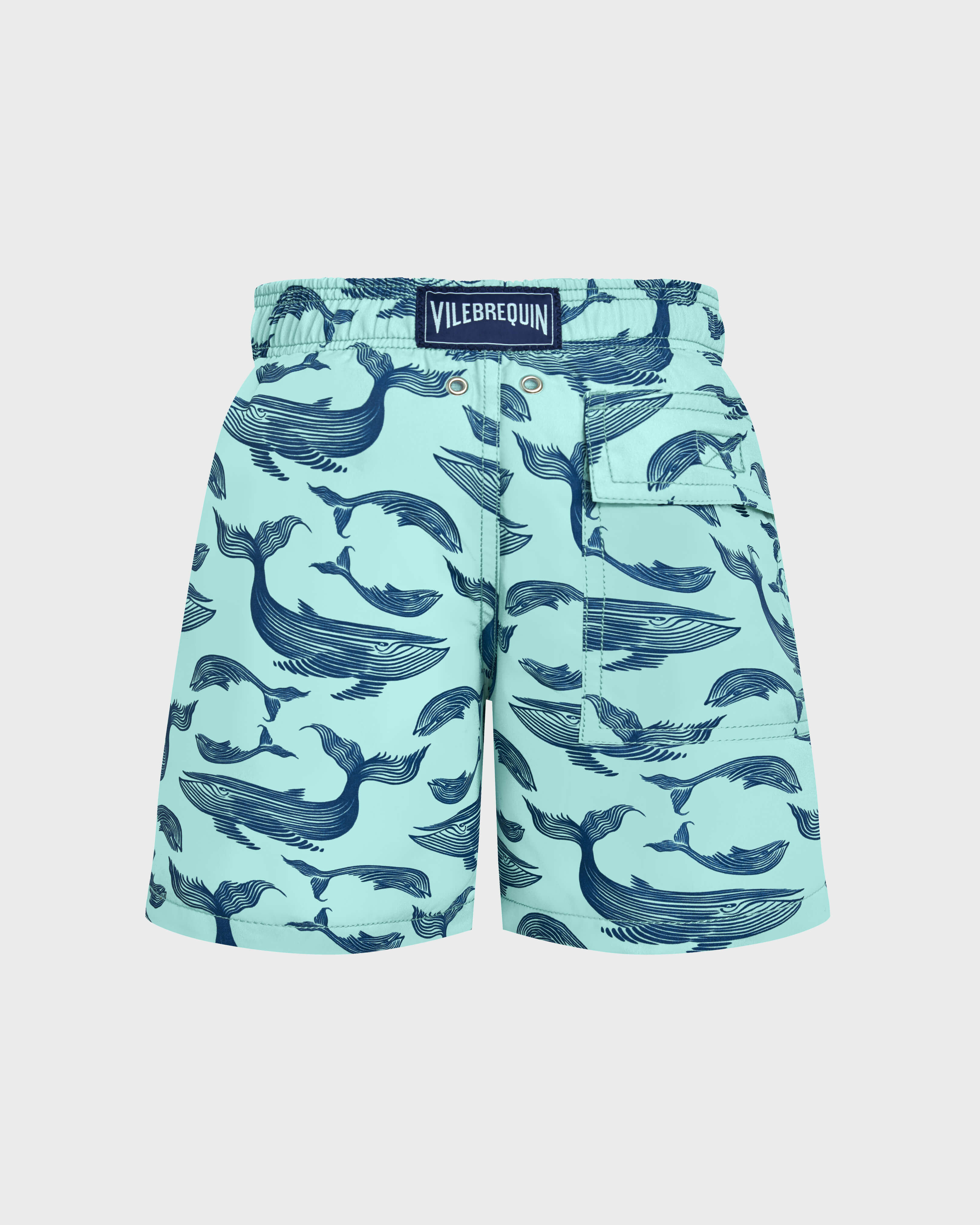 Boys Swim Shorts Whales BLUE NOTE back view