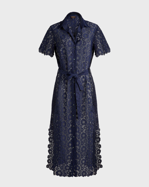 Vilebrequin - Women Mid-length Shirt Dress Floral Guipure - Limited Collection - Dress - Loucia - Blue - Size S