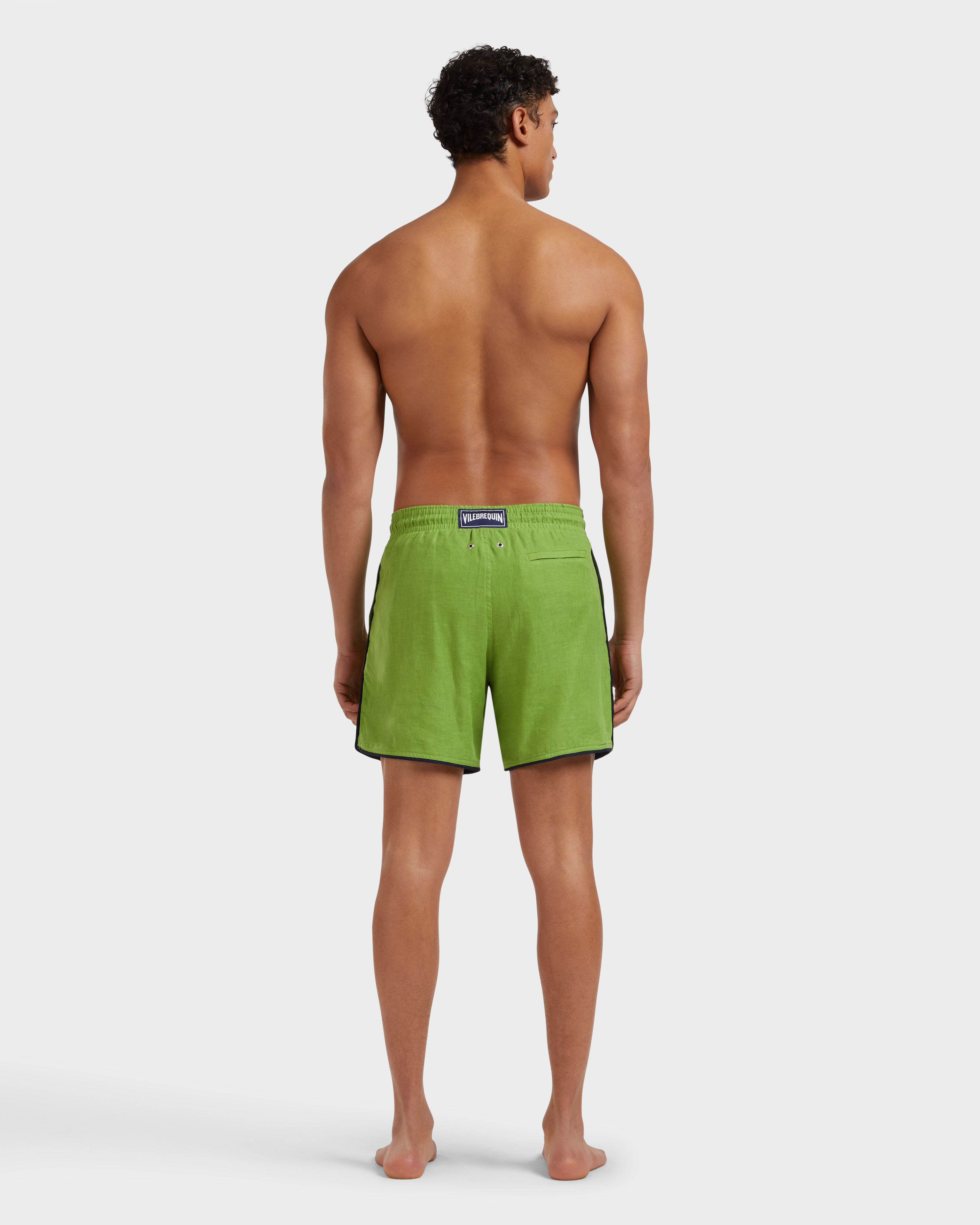 Men Linen Swim Shorts Solid CAMOUPLAGE backworn view