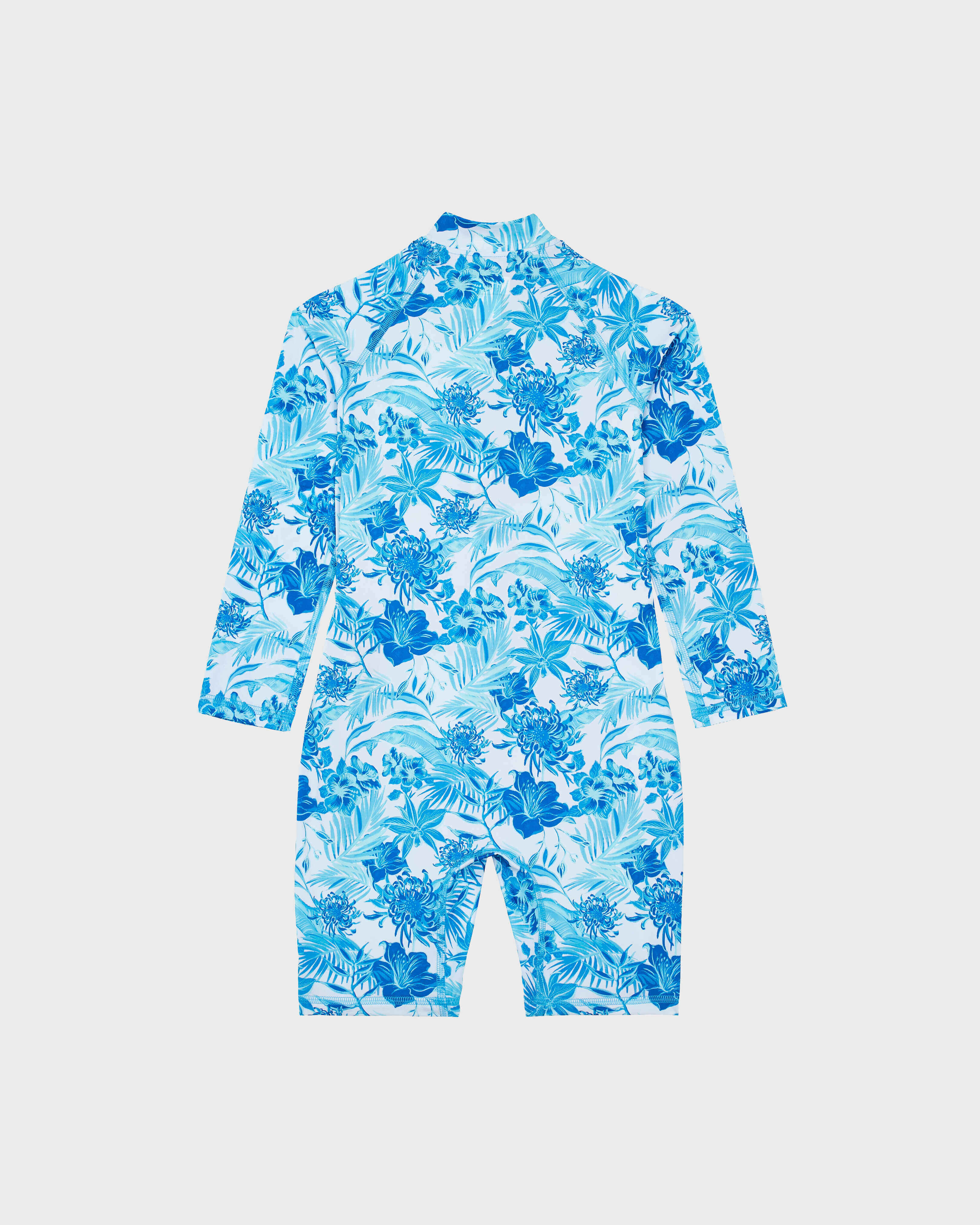 Combinaison anti-UV fille Tahiti Flowers BLANC back view