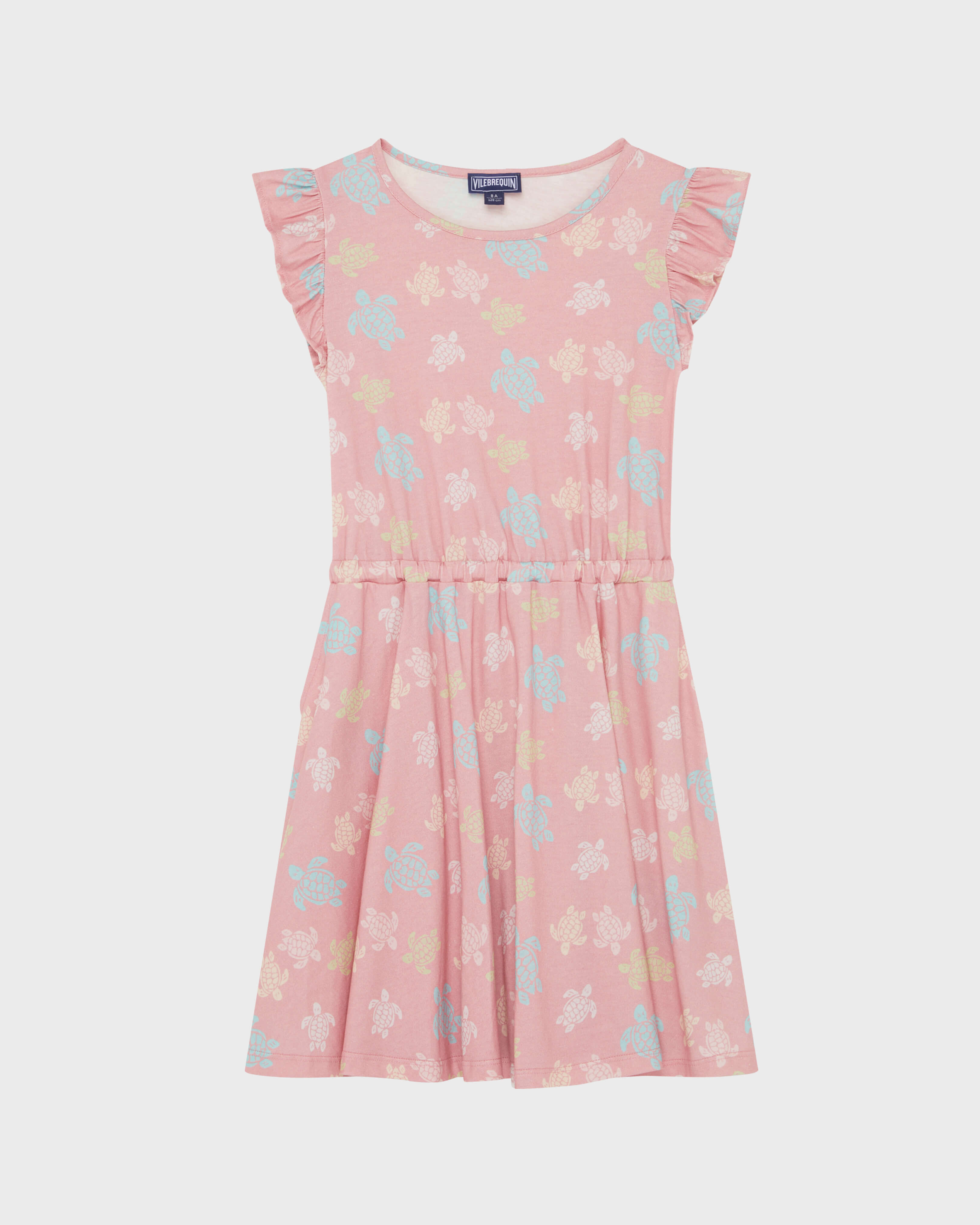 Kleid aus Bio-Baumwolle mit Ronde Des Tortues Multicolores-Design für Mädchen BOUDOIR frontworn view