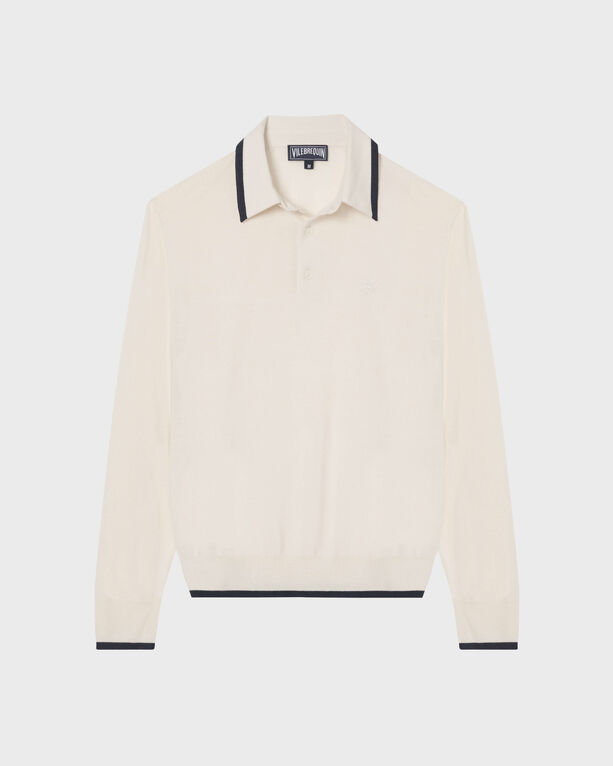 Vilebrequin - Pullover Girocollo Uomo In Cashmere, Lana Merino E Seta - Pullover - Piat - Beige - Taglia XL - Immagine 1