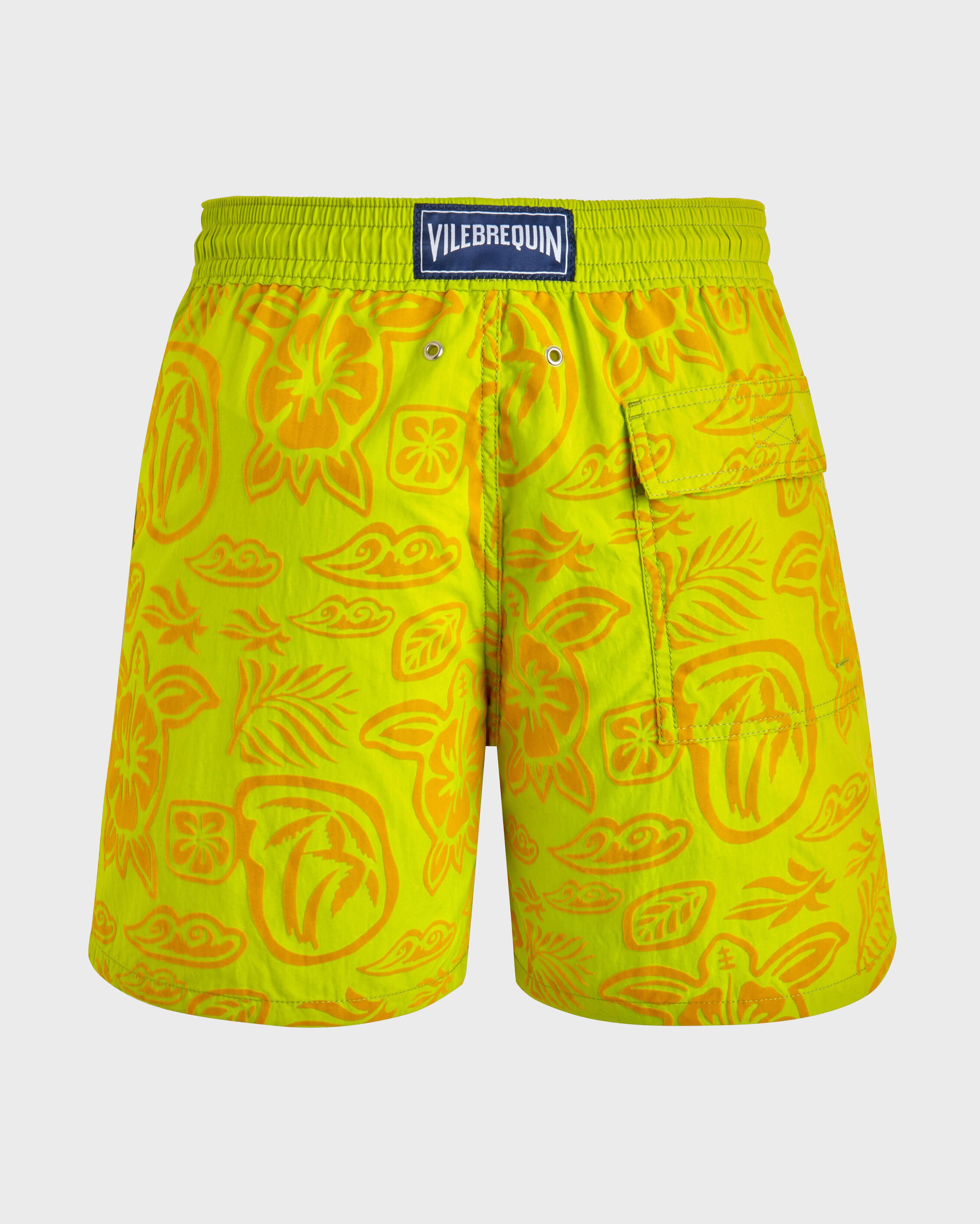 Men Flocked Swim Shorts Tahiti Turtles LIMONCILLO back view