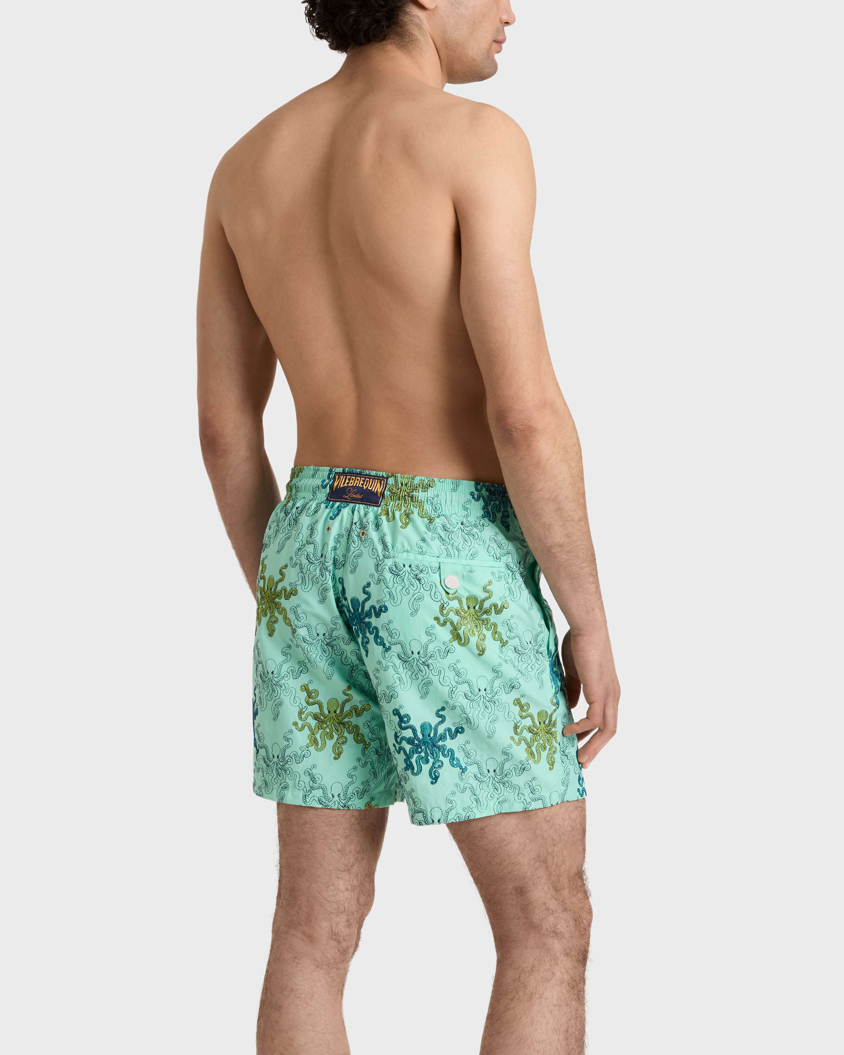 Bañador con bordado Octopus in Stripes para hombre - Edición limitada CARIBBEAN backworn view