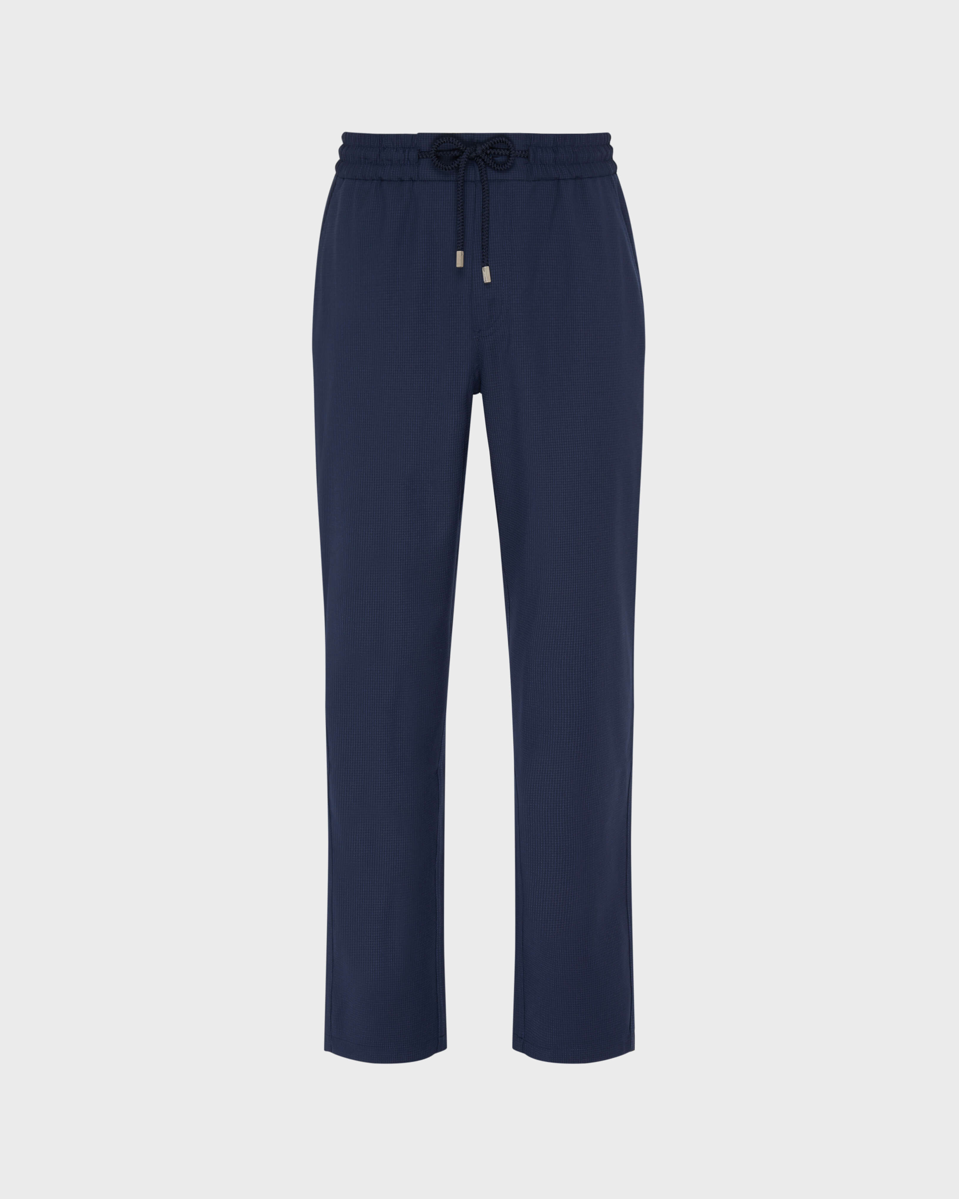 Pantalon en laine Super 120's homme Micro Carreaux BLEU MARINE front view