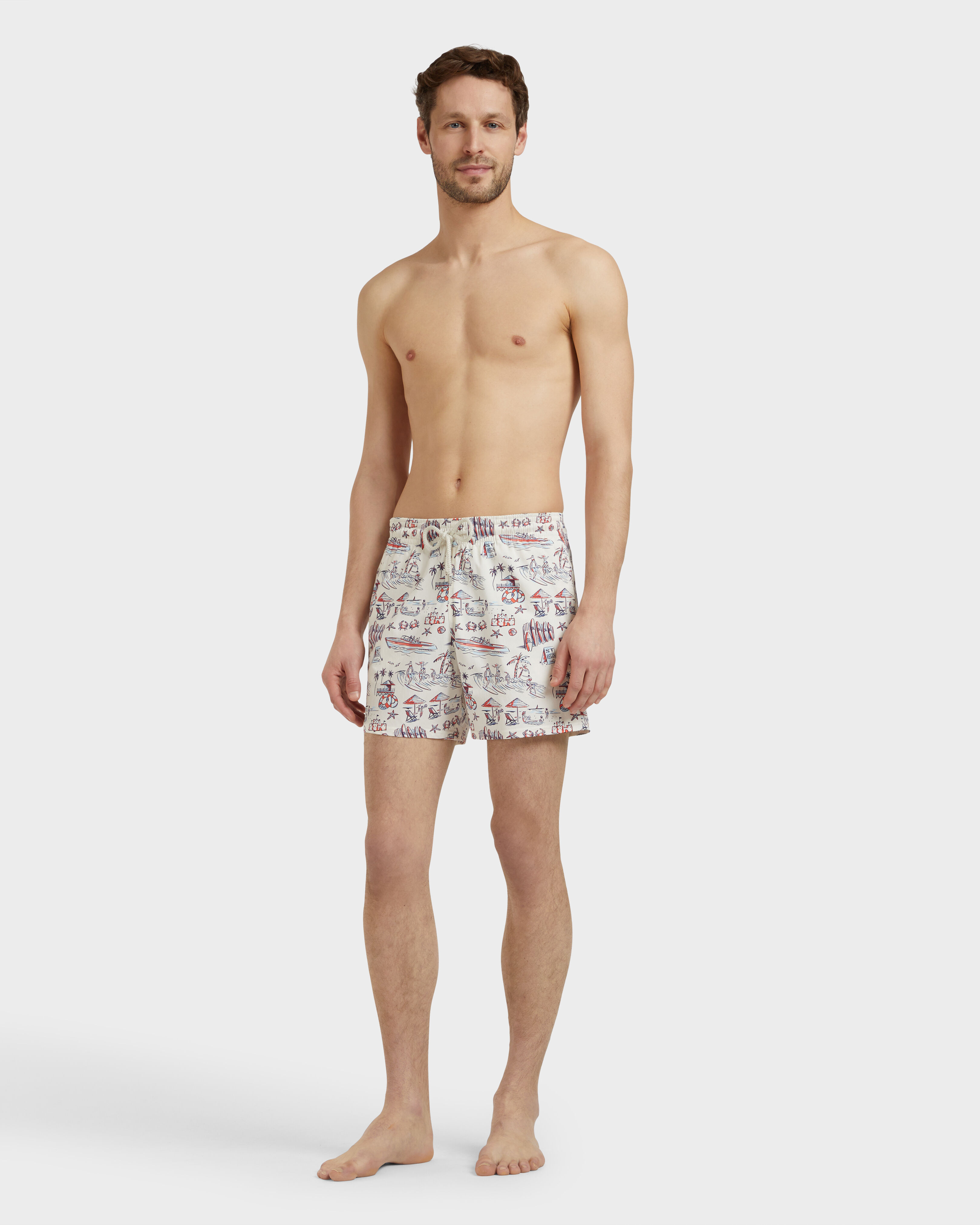 Men Stretch Swim Shorts Family Beach- Vilebrequin x St Regis 066 frontworn view